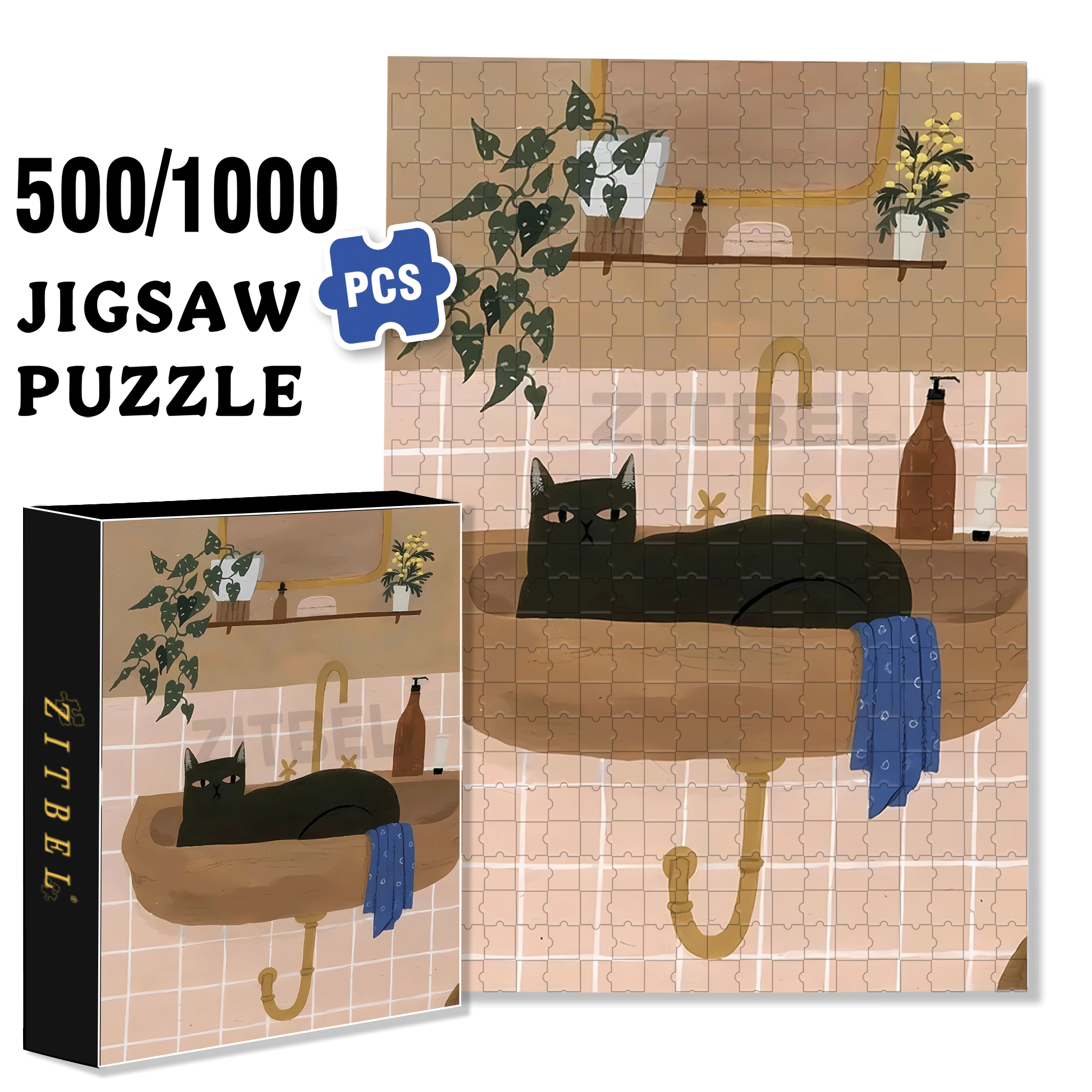 Animal Friends 500pcs/1000pcs Jigsaw Puzzle, Scratch-Resistant, Interactive Family Game & Brain-Boosting DIY Decor, Perfect for Halloween, Christmas & New Year Gifts, Family Puzzle Game