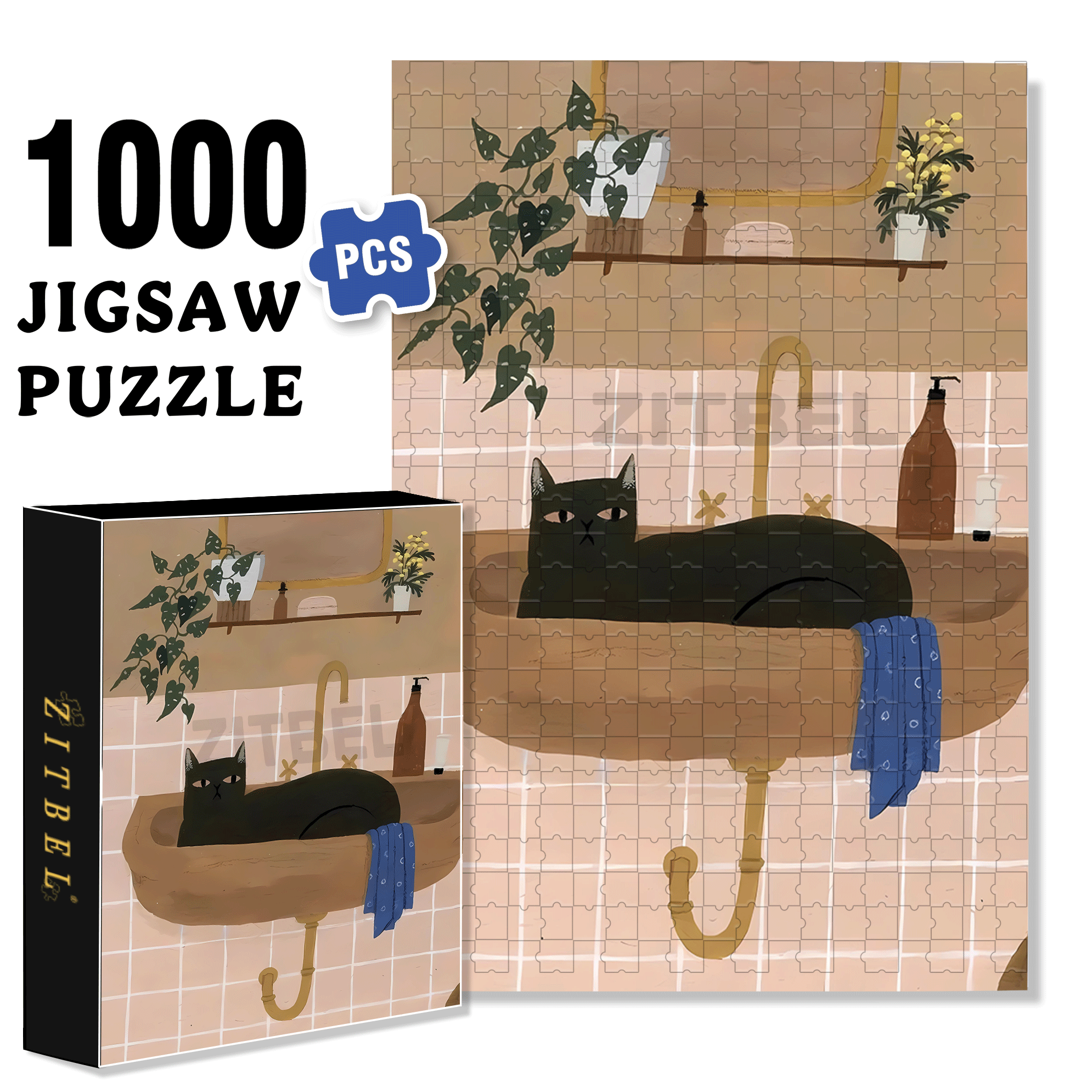 Animal Friends 500pcs/1000pcs Jigsaw Puzzle, Scratch-Resistant, Interactive Family Game & Brain-Boosting DIY Decor, Perfect for Halloween, Christmas & New Year Gifts, Family Puzzle Game