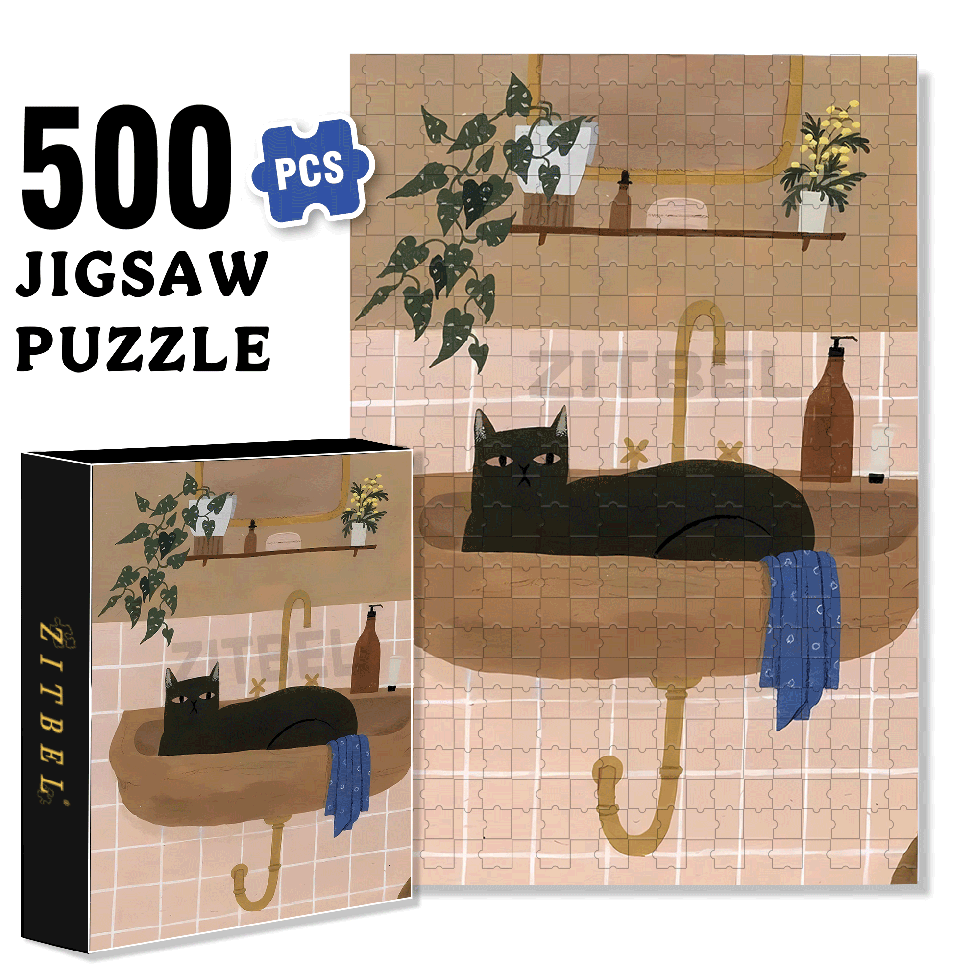 Animal Friends 500pcs/1000pcs Jigsaw Puzzle, Scratch-Resistant, Interactive Family Game & Brain-Boosting DIY Decor, Perfect for Halloween, Christmas & New Year Gifts, Family Puzzle Game