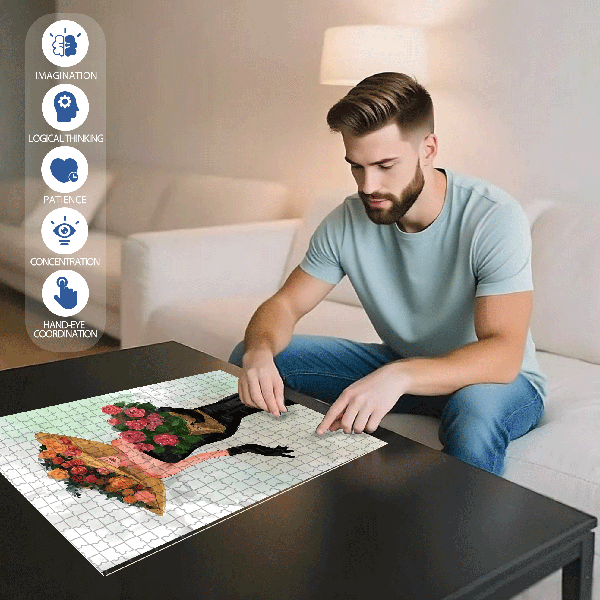 Beauty Is A Sustainable Form Of Energy 2 500pcs/1000pcs Jigsaw Puzzle, Scratch-Resistant, Interactive Family Game & Brain-Boosting DIY Decor, Perfect for Halloween, Christmas & New Year Gifts, Family Puzzle Game
