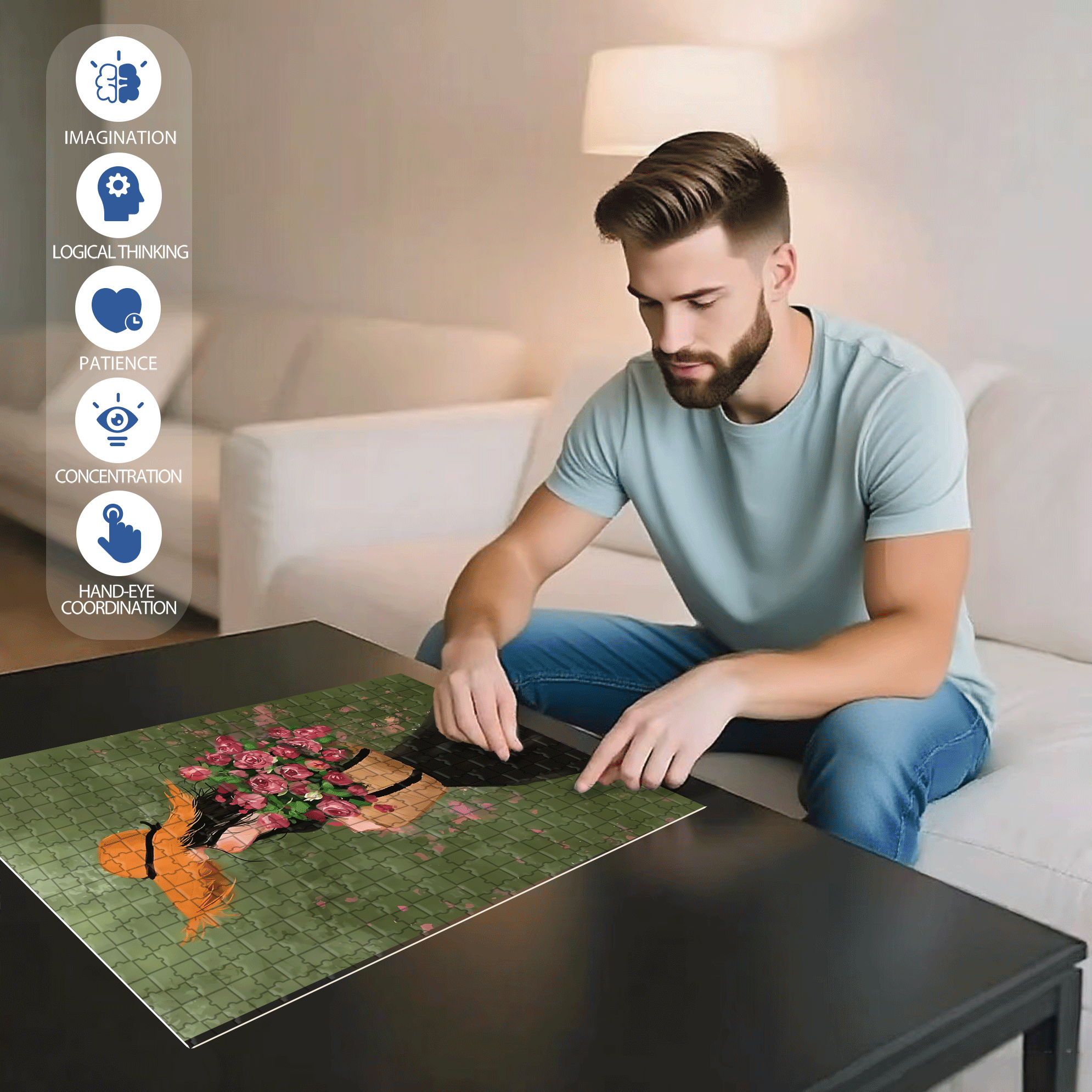 Beauty Is A Sustainable Form Of Energy 500pcs/1000pcs Jigsaw Puzzle, Scratch-Resistant, Interactive Family Game & Brain-Boosting DIY Decor, Perfect for Halloween, Christmas & New Year Gifts, Family Puzzle Game