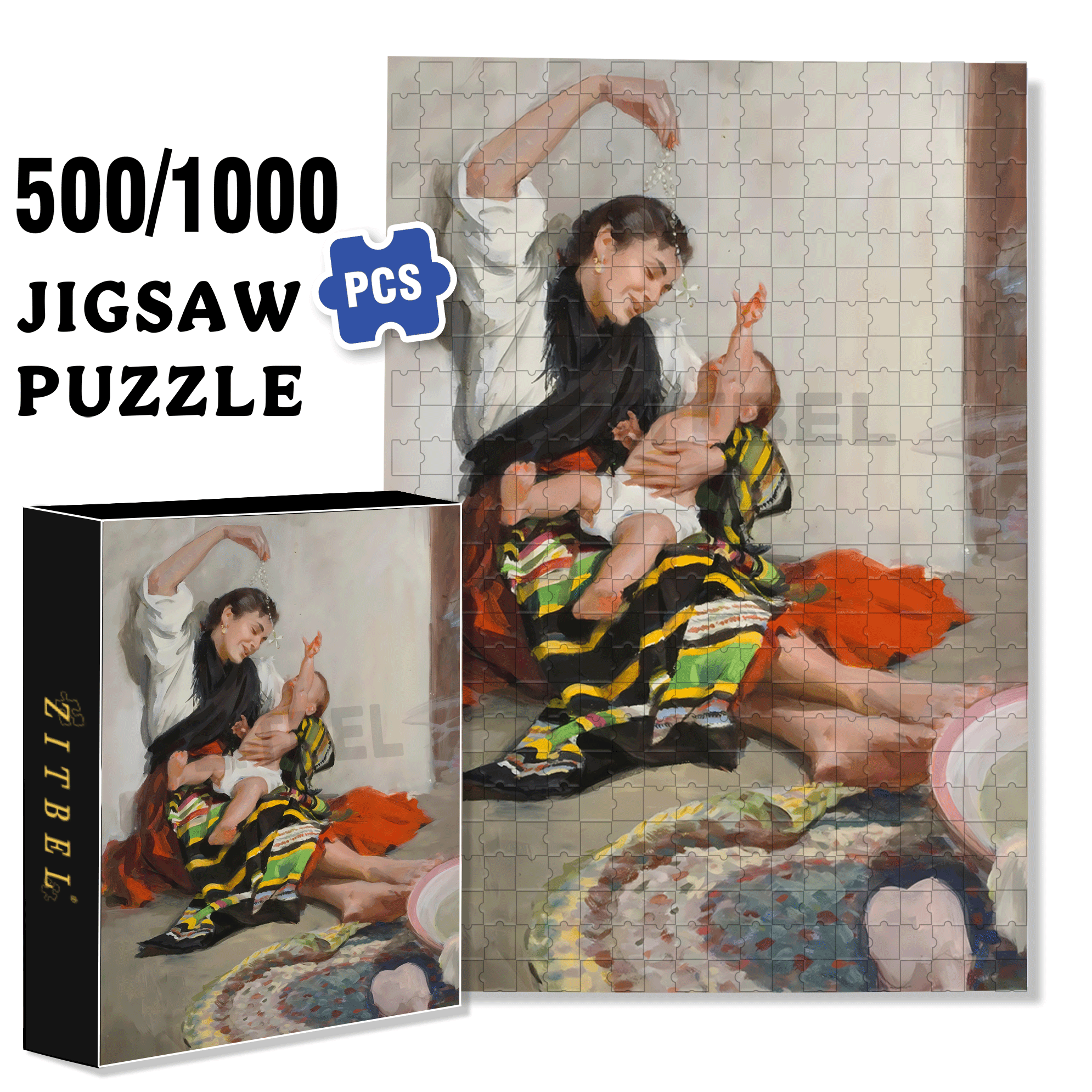 Becoming A Mother 2 500pcs/1000pcs Jigsaw Puzzle, Scratch-Resistant, Interactive Family Game & Brain-Boosting DIY Decor, Perfect for Halloween, Christmas & New Year Gifts, Family Puzzle Game