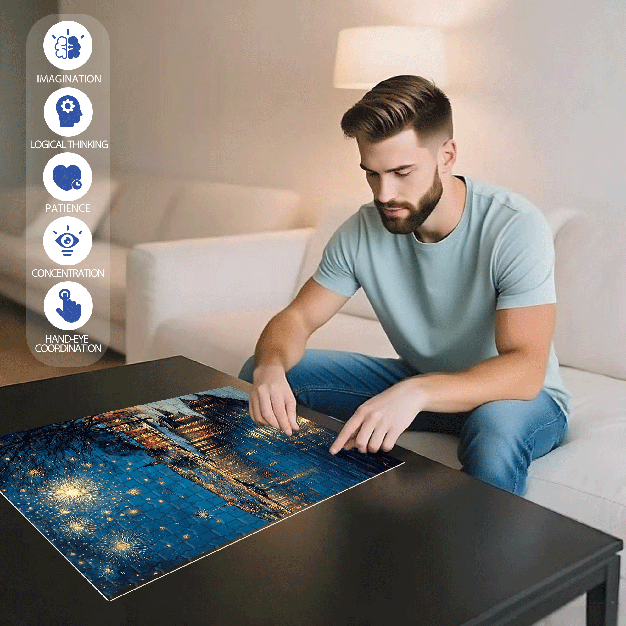 Experience The Tranquility And Profundity Of Nature 2 500pcs/1000pcs Jigsaw Puzzle, Scratch-Resistant, Interactive Family Game & Brain-Boosting DIY Decor, Perfect for Halloween, Christmas & New Year Gifts, Family Puzzle Game