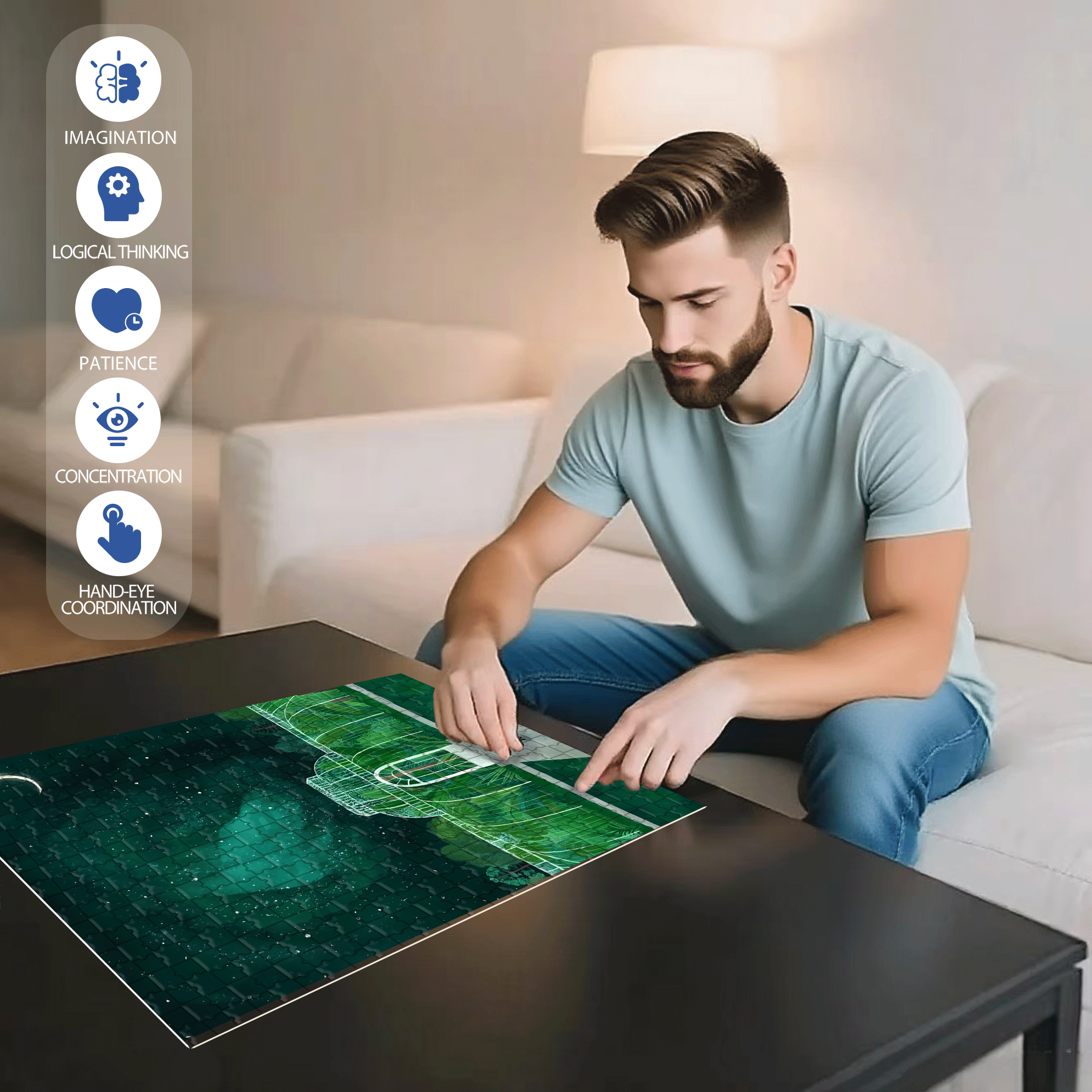 Experience The Tranquility And Profundity Of Nature 3 500pcs/1000pcs Jigsaw Puzzle, Scratch-Resistant, Interactive Family Game & Brain-Boosting DIY Decor, Perfect for Halloween, Christmas & New Year Gifts, Family Puzzle Game