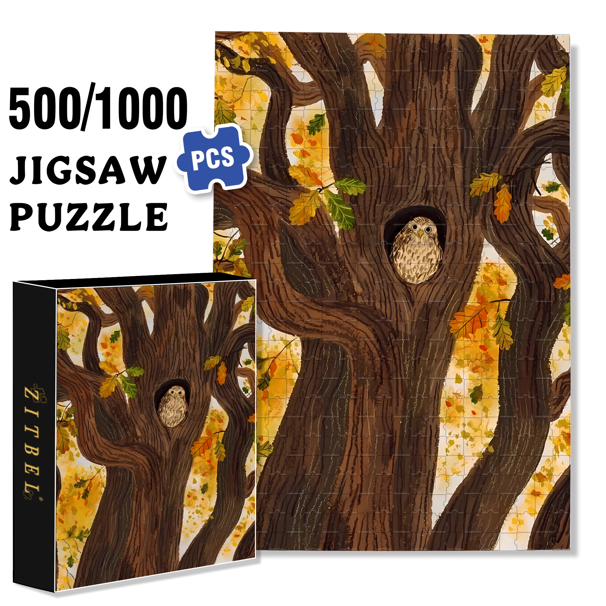 Experience The Tranquility And Profundity Of Nature 4 500pcs/1000pcs Jigsaw Puzzle, Scratch-Resistant, Interactive Family Game & Brain-Boosting DIY Decor, Perfect for Halloween, Christmas & New Year Gifts, Family Puzzle Game