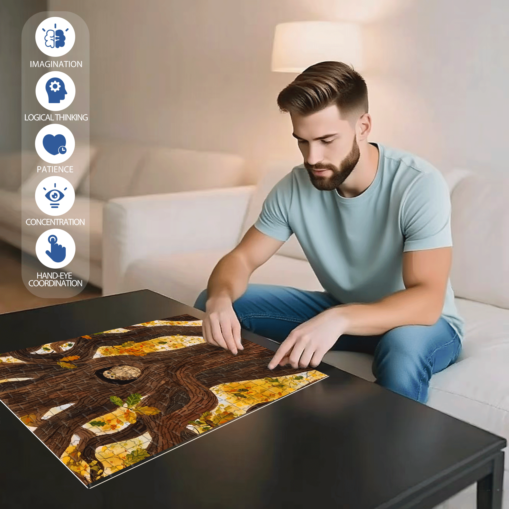 Experience The Tranquility And Profundity Of Nature 4 500pcs/1000pcs Jigsaw Puzzle, Scratch-Resistant, Interactive Family Game & Brain-Boosting DIY Decor, Perfect for Halloween, Christmas & New Year Gifts, Family Puzzle Game