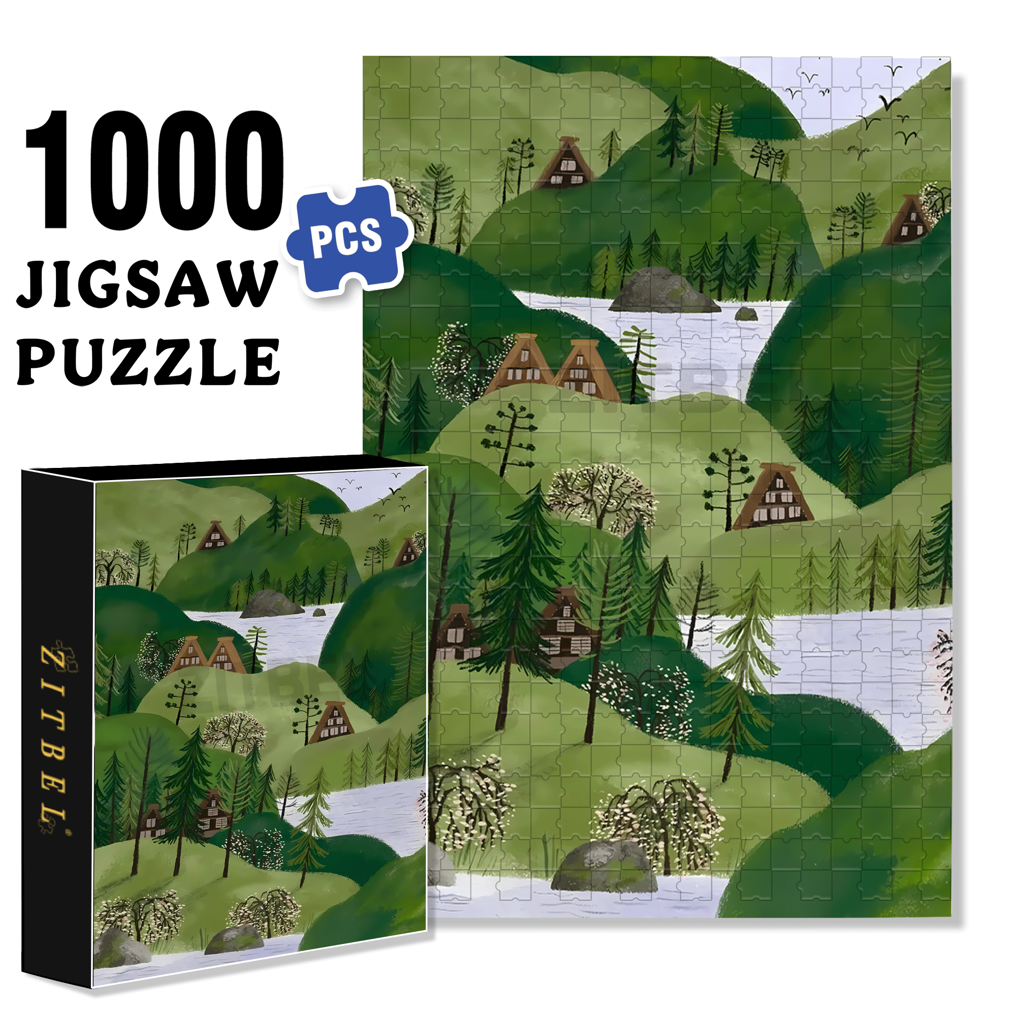 Experience The Tranquility And Profundity Of Nature 5 500pcs/1000pcs Jigsaw Puzzle, Scratch-Resistant, Interactive Family Game & Brain-Boosting DIY Decor, Perfect for Halloween, Christmas & New Year Gifts, Family Puzzle Game