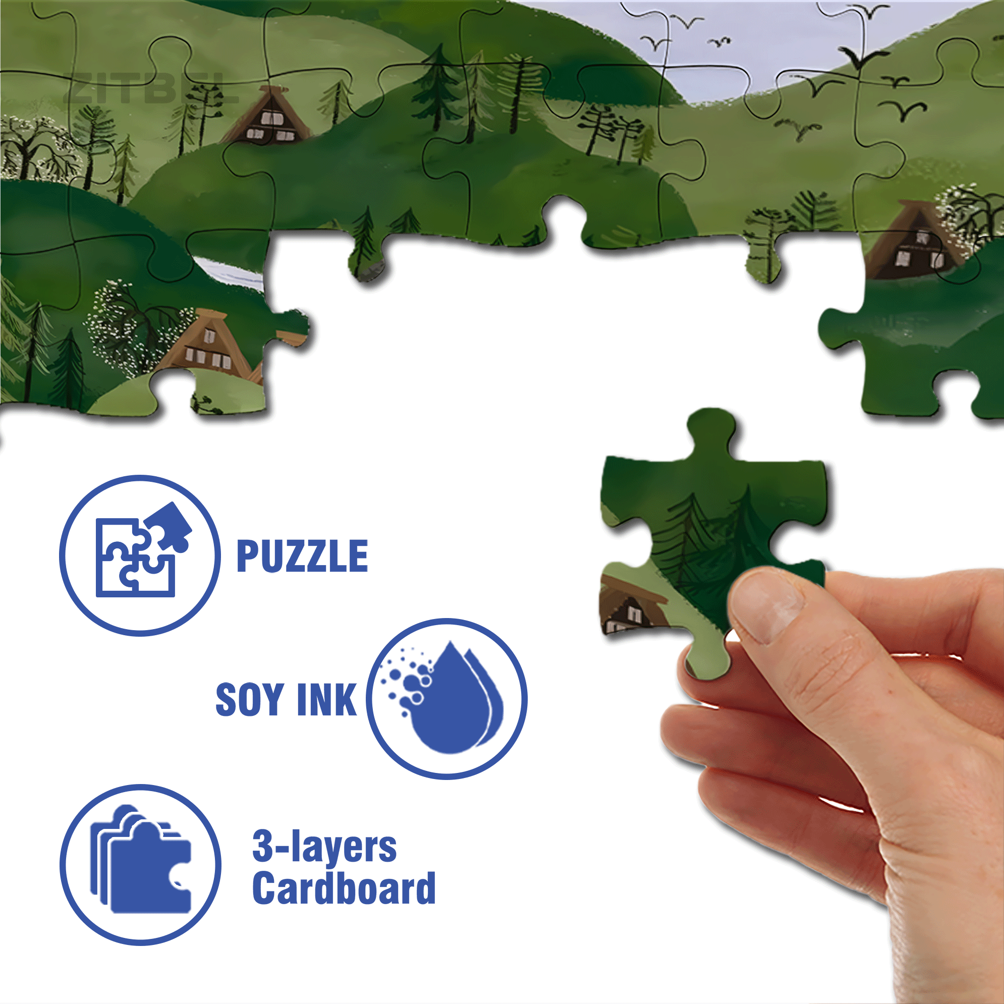 Experience The Tranquility And Profundity Of Nature 5 500pcs/1000pcs Jigsaw Puzzle, Scratch-Resistant, Interactive Family Game & Brain-Boosting DIY Decor, Perfect for Halloween, Christmas & New Year Gifts, Family Puzzle Game