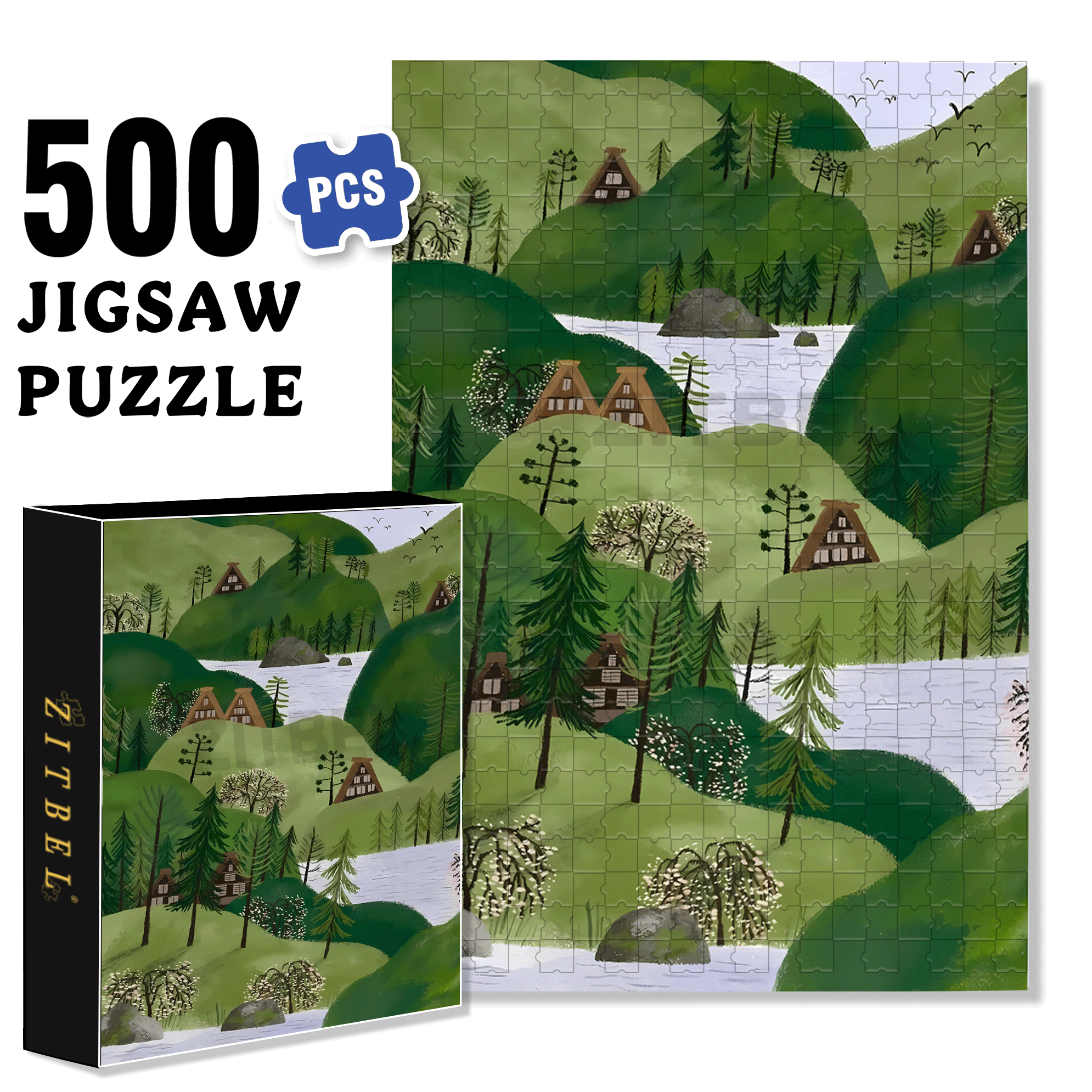 Experience The Tranquility And Profundity Of Nature 5 500pcs/1000pcs Jigsaw Puzzle, Scratch-Resistant, Interactive Family Game & Brain-Boosting DIY Decor, Perfect for Halloween, Christmas & New Year Gifts, Family Puzzle Game