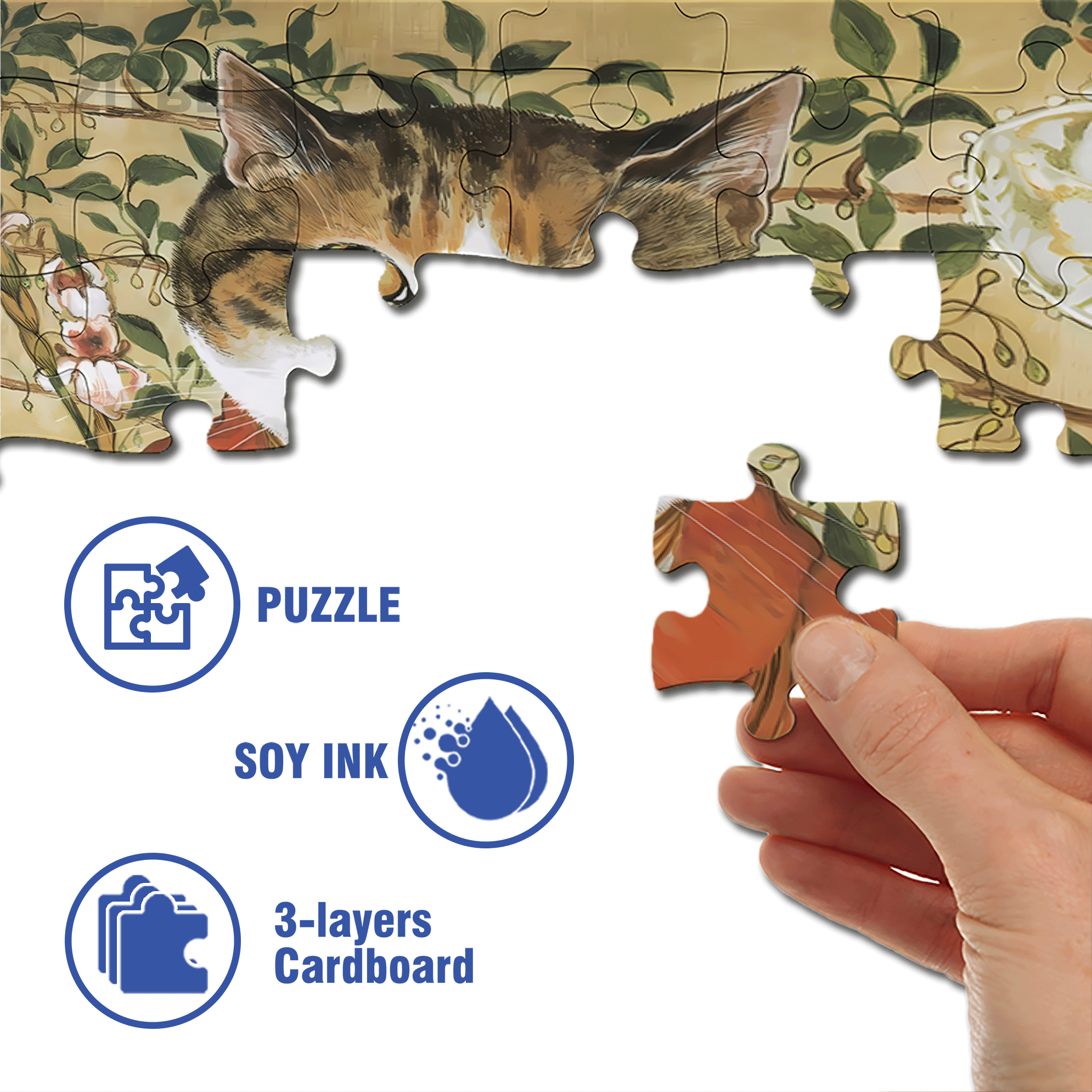 Fantastic Encounter between Cats and World Famous Paintings 10 500pcs/1000pcs Jigsaw Puzzle, Scratch-Resistant, Interactive Family Game & Brain-Boosting DIY Decor, Perfect for Halloween, Christmas & New Year Gifts, Family Puzzle Game