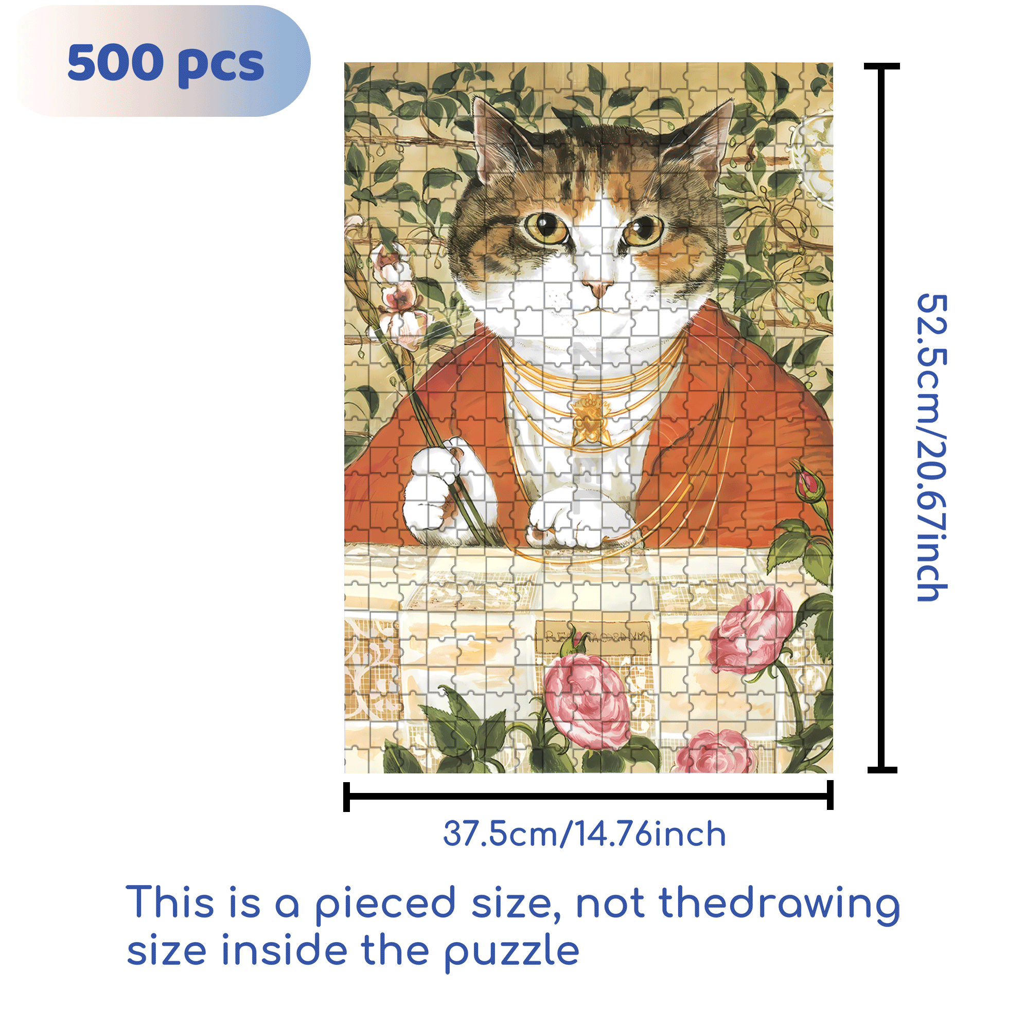 Fantastic Encounter between Cats and World Famous Paintings 10 500pcs/1000pcs Jigsaw Puzzle, Scratch-Resistant, Interactive Family Game & Brain-Boosting DIY Decor, Perfect for Halloween, Christmas & New Year Gifts, Family Puzzle Game