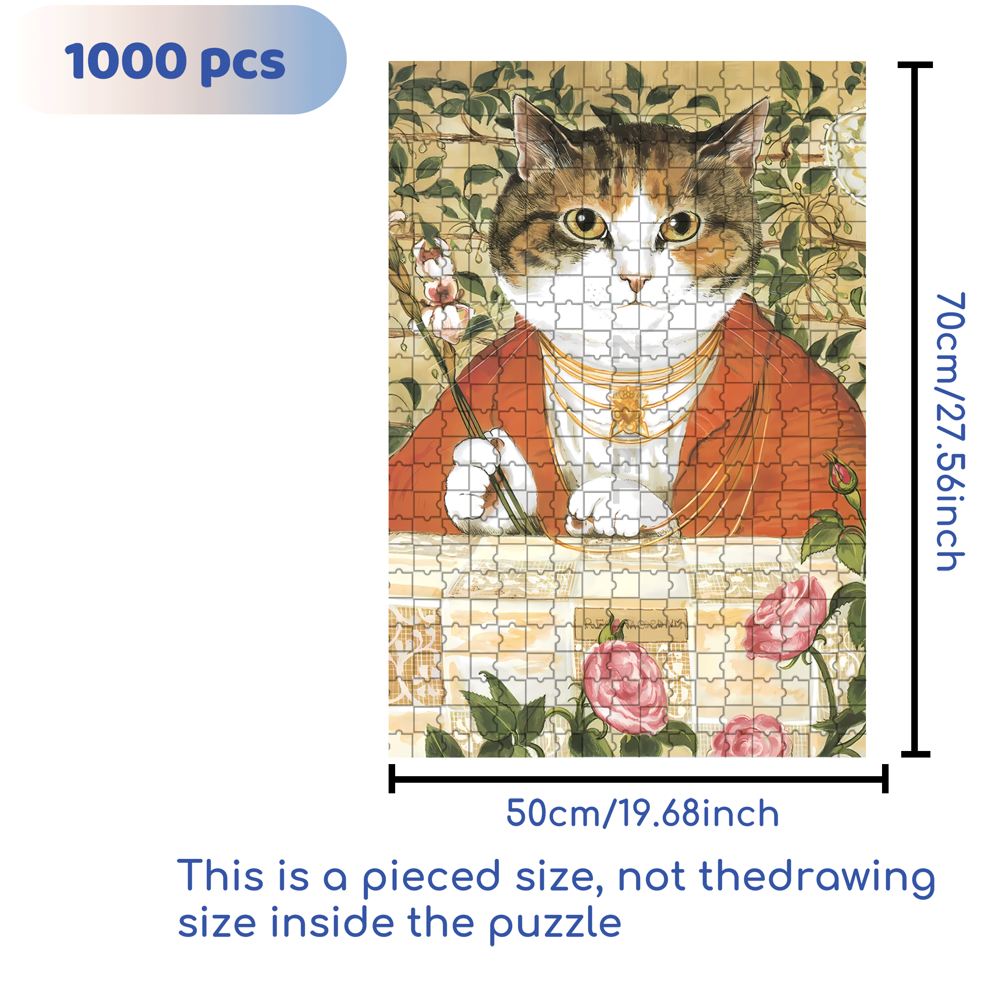 Fantastic Encounter between Cats and World Famous Paintings 10 500pcs/1000pcs Jigsaw Puzzle, Scratch-Resistant, Interactive Family Game & Brain-Boosting DIY Decor, Perfect for Halloween, Christmas & New Year Gifts, Family Puzzle Game
