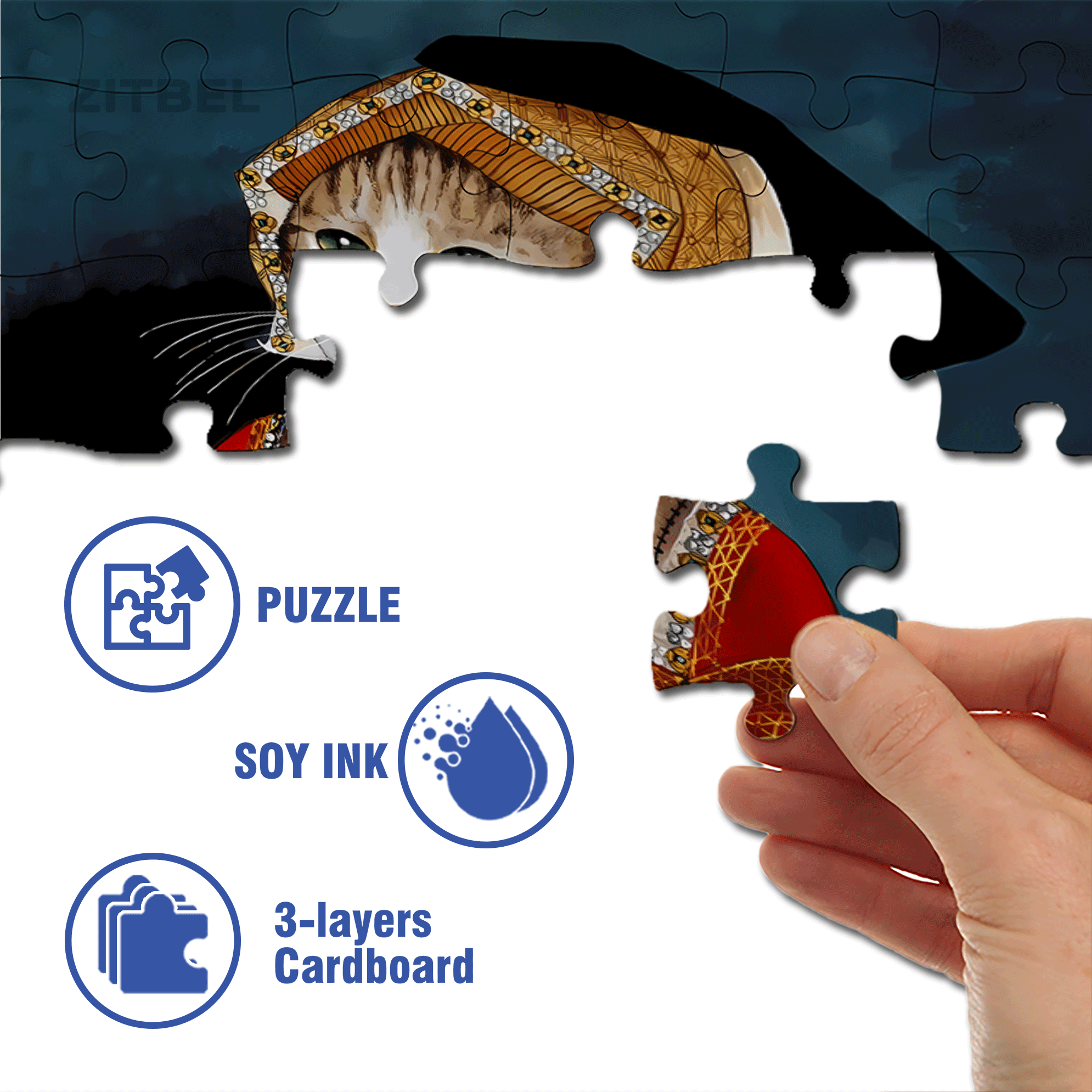 Fantastic Encounter between Cats and World Famous Paintings 11 500pcs/1000pcs Jigsaw Puzzle, Scratch-Resistant, Interactive Family Game & Brain-Boosting DIY Decor, Perfect for Halloween, Christmas & New Year Gifts, Family Puzzle Game