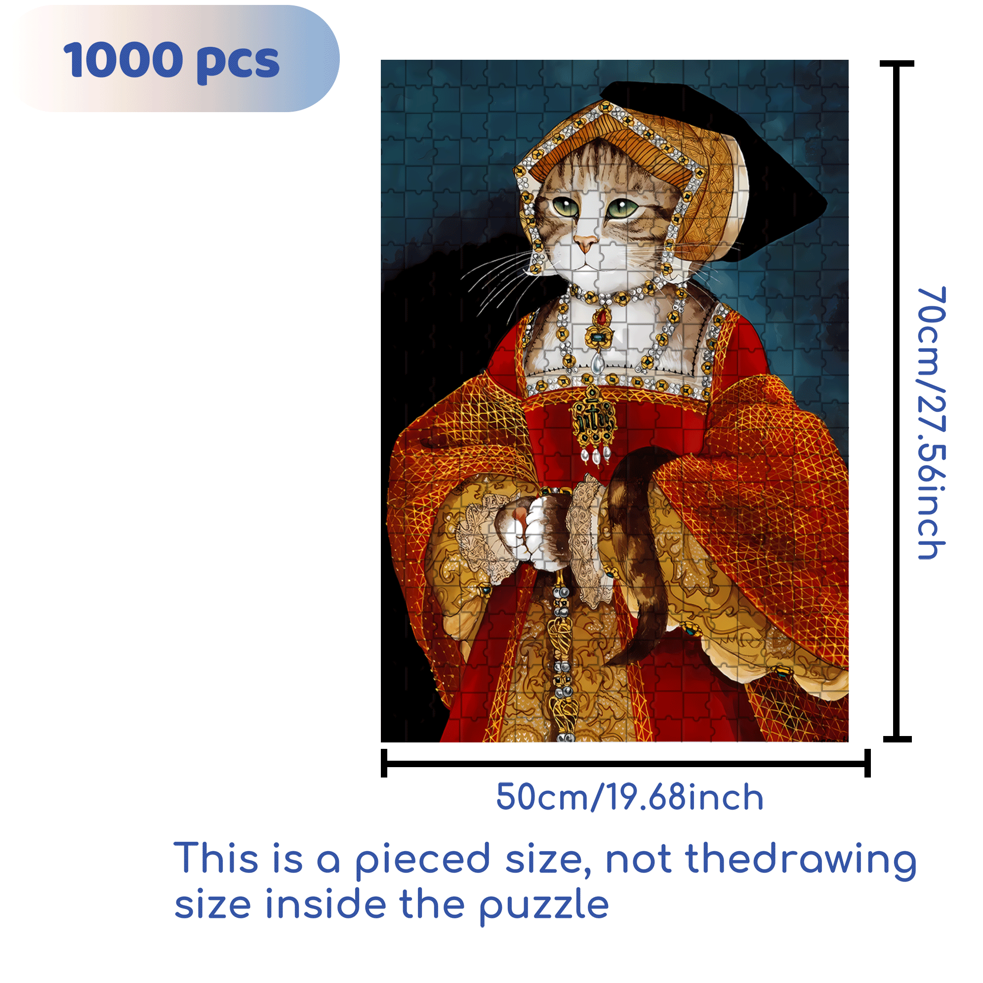 Fantastic Encounter between Cats and World Famous Paintings 11 500pcs/1000pcs Jigsaw Puzzle, Scratch-Resistant, Interactive Family Game & Brain-Boosting DIY Decor, Perfect for Halloween, Christmas & New Year Gifts, Family Puzzle Game
