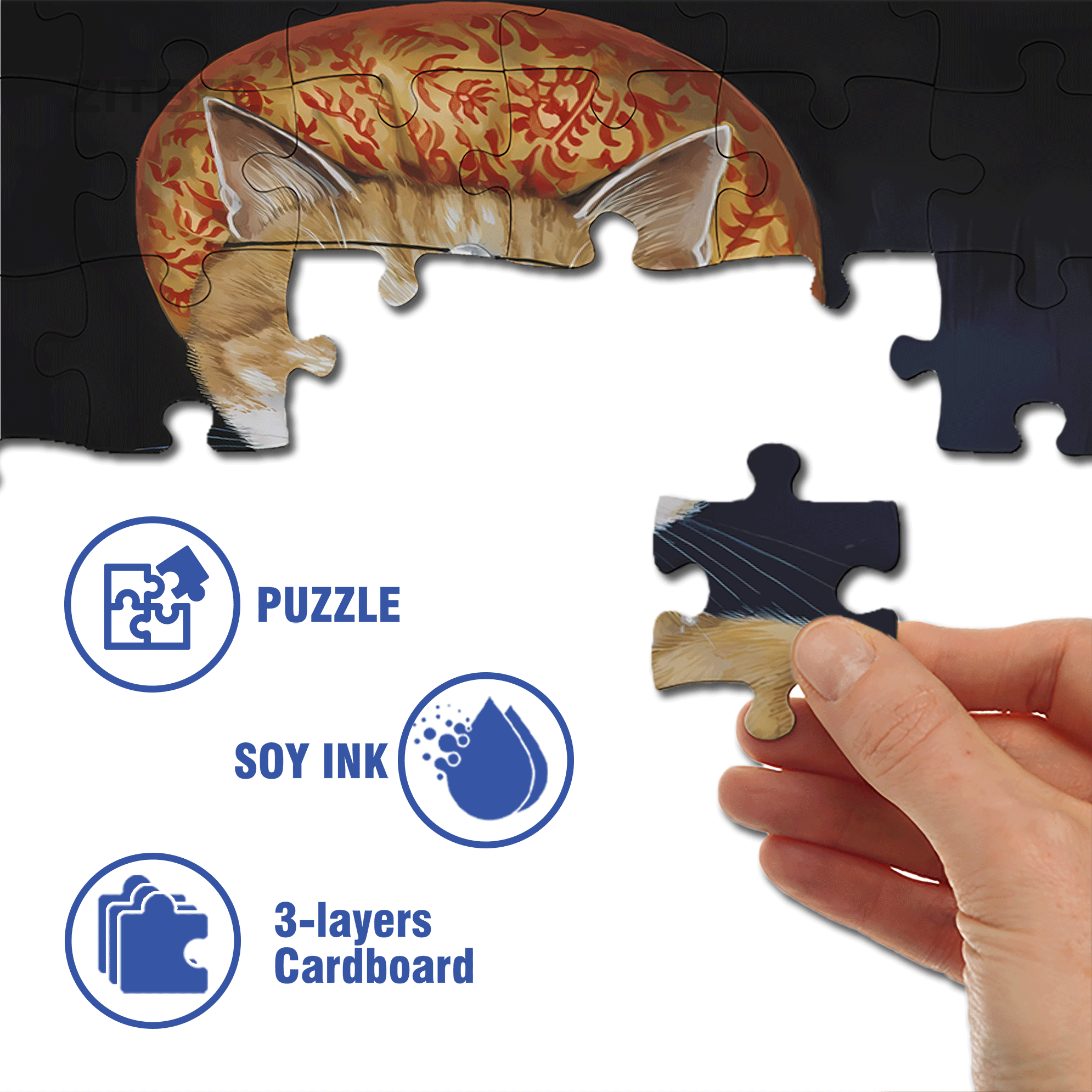 Fantastic Encounter between Cats and World Famous Paintings 12 500pcs/1000pcs Jigsaw Puzzle, Scratch-Resistant, Interactive Family Game & Brain-Boosting DIY Decor, Perfect for Halloween, Christmas & New Year Gifts, Family Puzzle Game