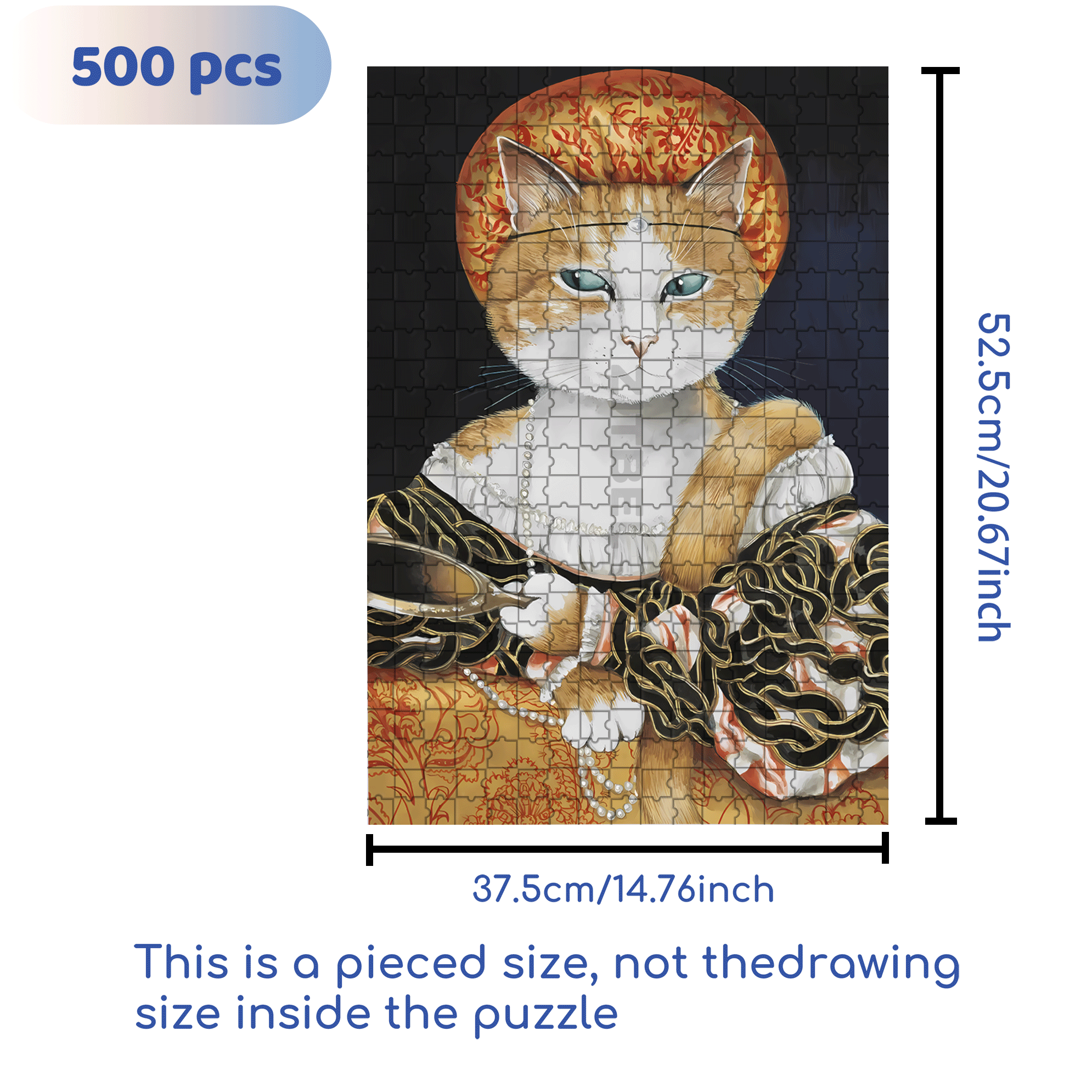 Fantastic Encounter between Cats and World Famous Paintings 12 500pcs/1000pcs Jigsaw Puzzle, Scratch-Resistant, Interactive Family Game & Brain-Boosting DIY Decor, Perfect for Halloween, Christmas & New Year Gifts, Family Puzzle Game