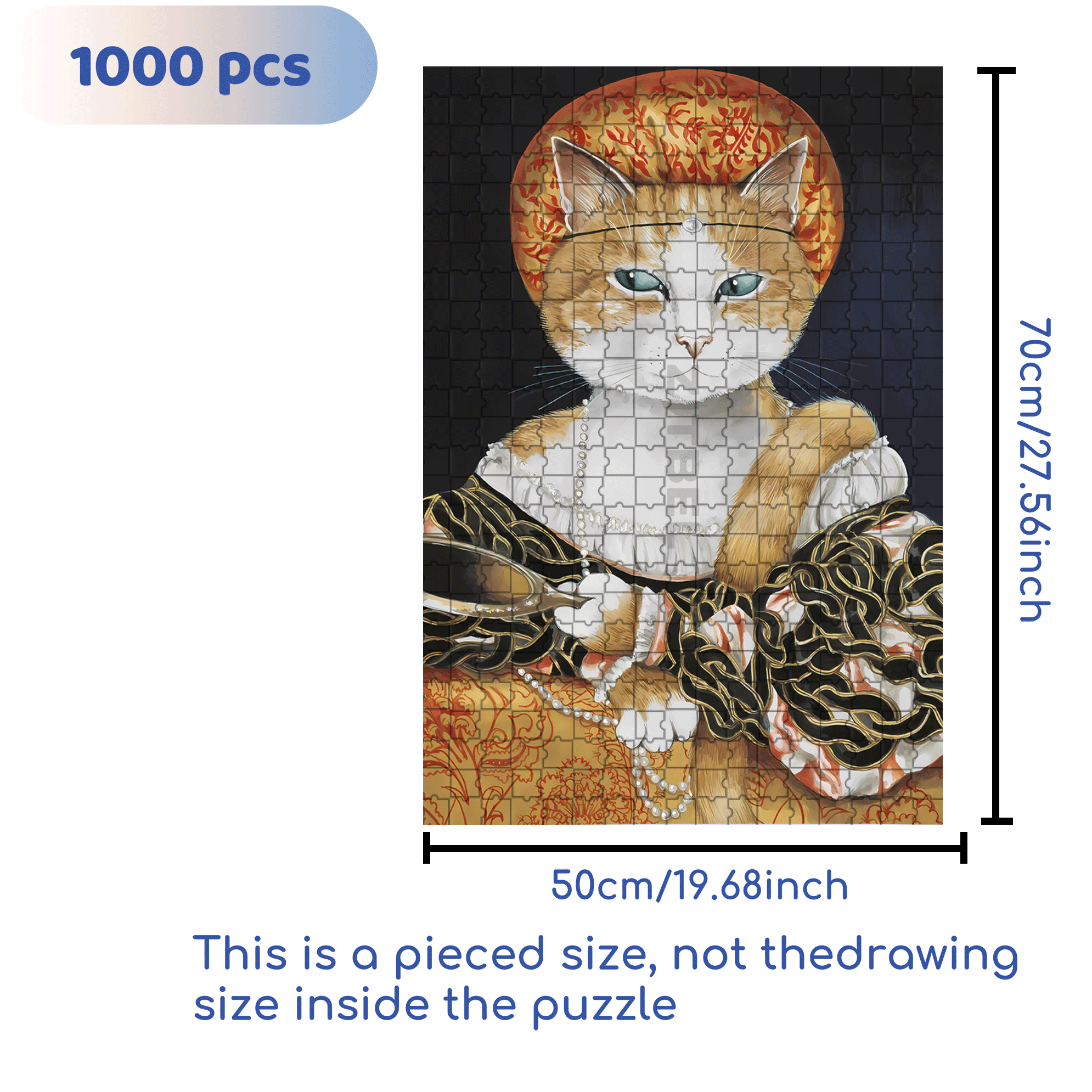 Fantastic Encounter between Cats and World Famous Paintings 12 500pcs/1000pcs Jigsaw Puzzle, Scratch-Resistant, Interactive Family Game & Brain-Boosting DIY Decor, Perfect for Halloween, Christmas & New Year Gifts, Family Puzzle Game