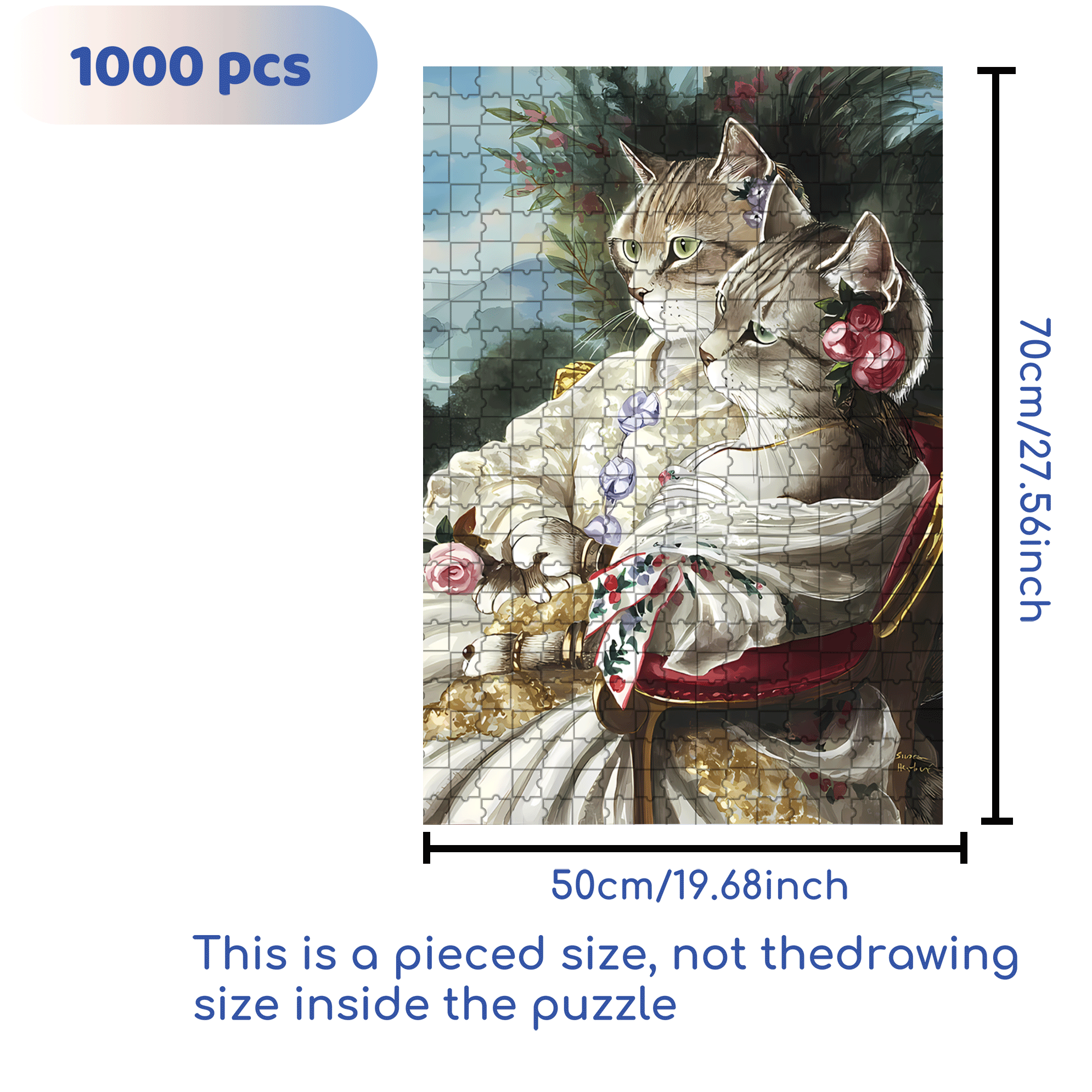 Fantastic Encounter between Cats and World Famous Paintings 13 500pcs/1000pcs Jigsaw Puzzle, Scratch-Resistant, Interactive Family Game & Brain-Boosting DIY Decor, Perfect for Halloween, Christmas & New Year Gifts, Family Puzzle Game