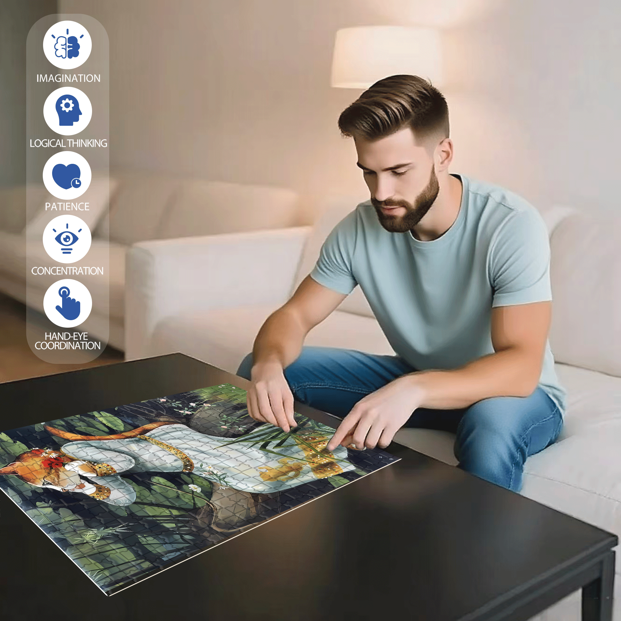 Fantastic Encounter between Cats and World Famous Paintings 15 500pcs/1000pcs Jigsaw Puzzle, Scratch-Resistant, Interactive Family Game & Brain-Boosting DIY Decor, Perfect for Halloween, Christmas & New Year Gifts, Family Puzzle Game
