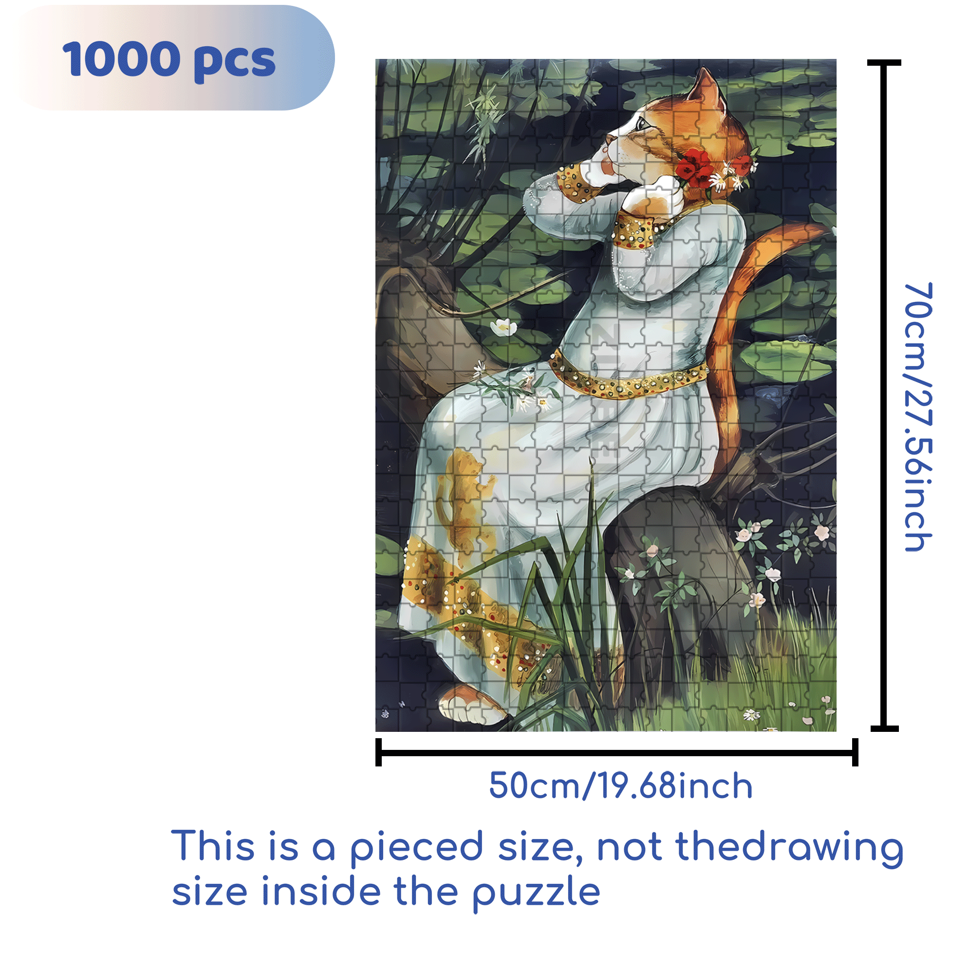 Fantastic Encounter between Cats and World Famous Paintings 15 500pcs/1000pcs Jigsaw Puzzle, Scratch-Resistant, Interactive Family Game & Brain-Boosting DIY Decor, Perfect for Halloween, Christmas & New Year Gifts, Family Puzzle Game