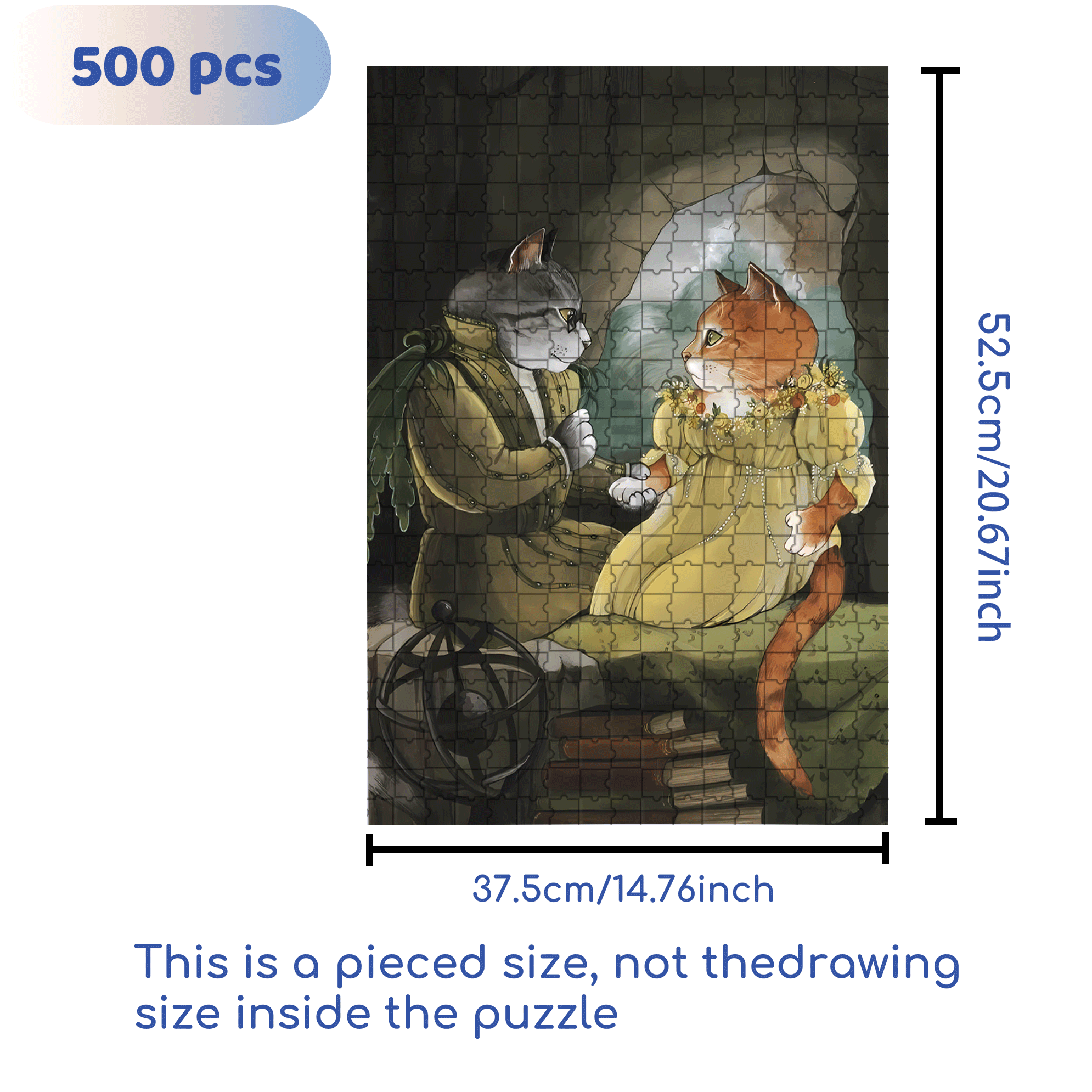 Fantastic Encounter between Cats and World Famous Paintings 16 500pcs/1000pcs Jigsaw Puzzle, Scratch-Resistant, Interactive Family Game & Brain-Boosting DIY Decor, Perfect for Halloween, Christmas & New Year Gifts, Family Puzzle Game