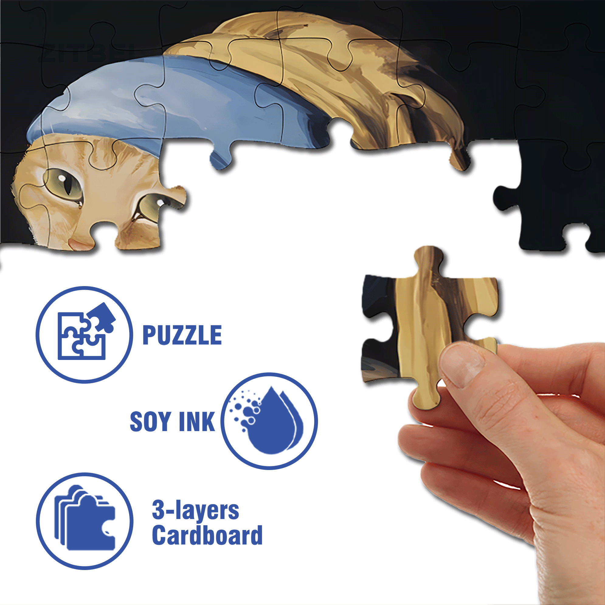 Fantastic Encounter between Cats and World Famous Paintings 17 500pcs/1000pcs Jigsaw Puzzle, Scratch-Resistant, Interactive Family Game & Brain-Boosting DIY Decor, Perfect for Halloween, Christmas & New Year Gifts, Family Puzzle Game