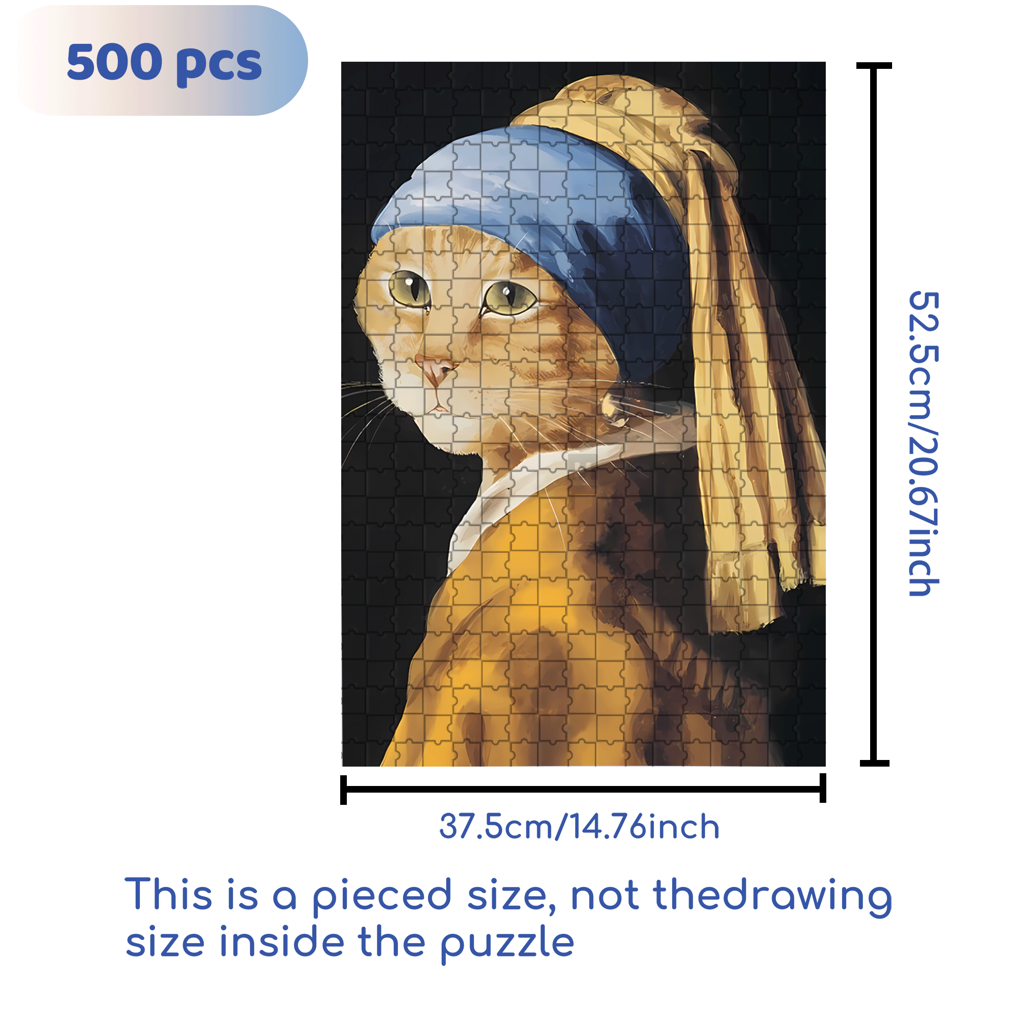Fantastic Encounter between Cats and World Famous Paintings 17 500pcs/1000pcs Jigsaw Puzzle, Scratch-Resistant, Interactive Family Game & Brain-Boosting DIY Decor, Perfect for Halloween, Christmas & New Year Gifts, Family Puzzle Game