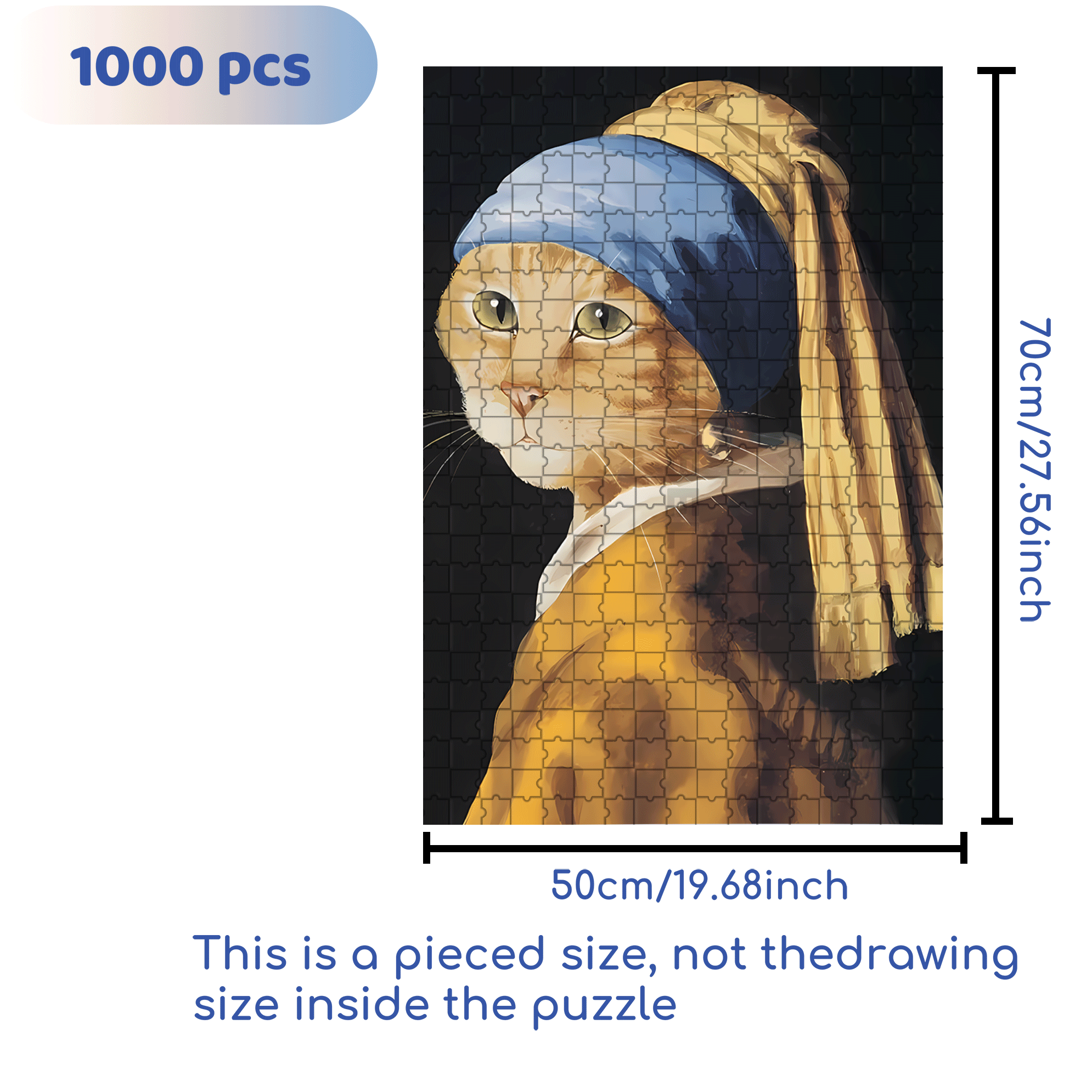 Fantastic Encounter between Cats and World Famous Paintings 17 500pcs/1000pcs Jigsaw Puzzle, Scratch-Resistant, Interactive Family Game & Brain-Boosting DIY Decor, Perfect for Halloween, Christmas & New Year Gifts, Family Puzzle Game