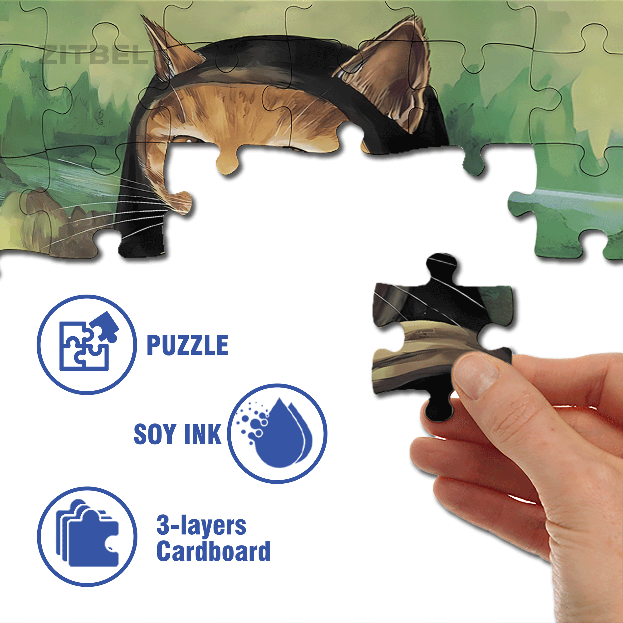 Fantastic Encounter between Cats and World Famous Paintings 18 500pcs/1000pcs Jigsaw Puzzle, Scratch-Resistant, Interactive Family Game & Brain-Boosting DIY Decor, Perfect for Halloween, Christmas & New Year Gifts, Family Puzzle Game