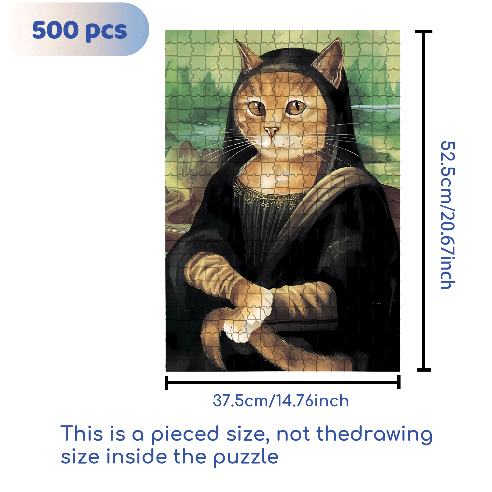 Fantastic Encounter between Cats and World Famous Paintings 18 500pcs/1000pcs Jigsaw Puzzle, Scratch-Resistant, Interactive Family Game & Brain-Boosting DIY Decor, Perfect for Halloween, Christmas & New Year Gifts, Family Puzzle Game