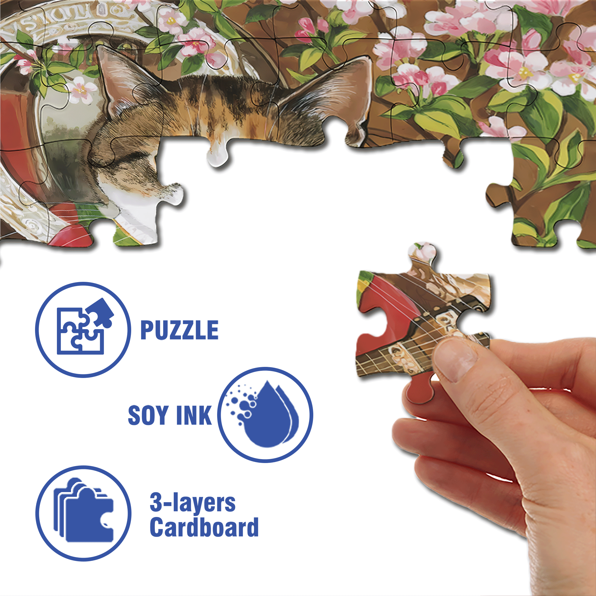 Fantastic Encounter between Cats and World Famous Paintings 2 500pcs/1000pcs Jigsaw Puzzle, Scratch-Resistant, Interactive Family Game & Brain-Boosting DIY Decor, Perfect for Halloween, Christmas & New Year Gifts, Family Puzzle Game