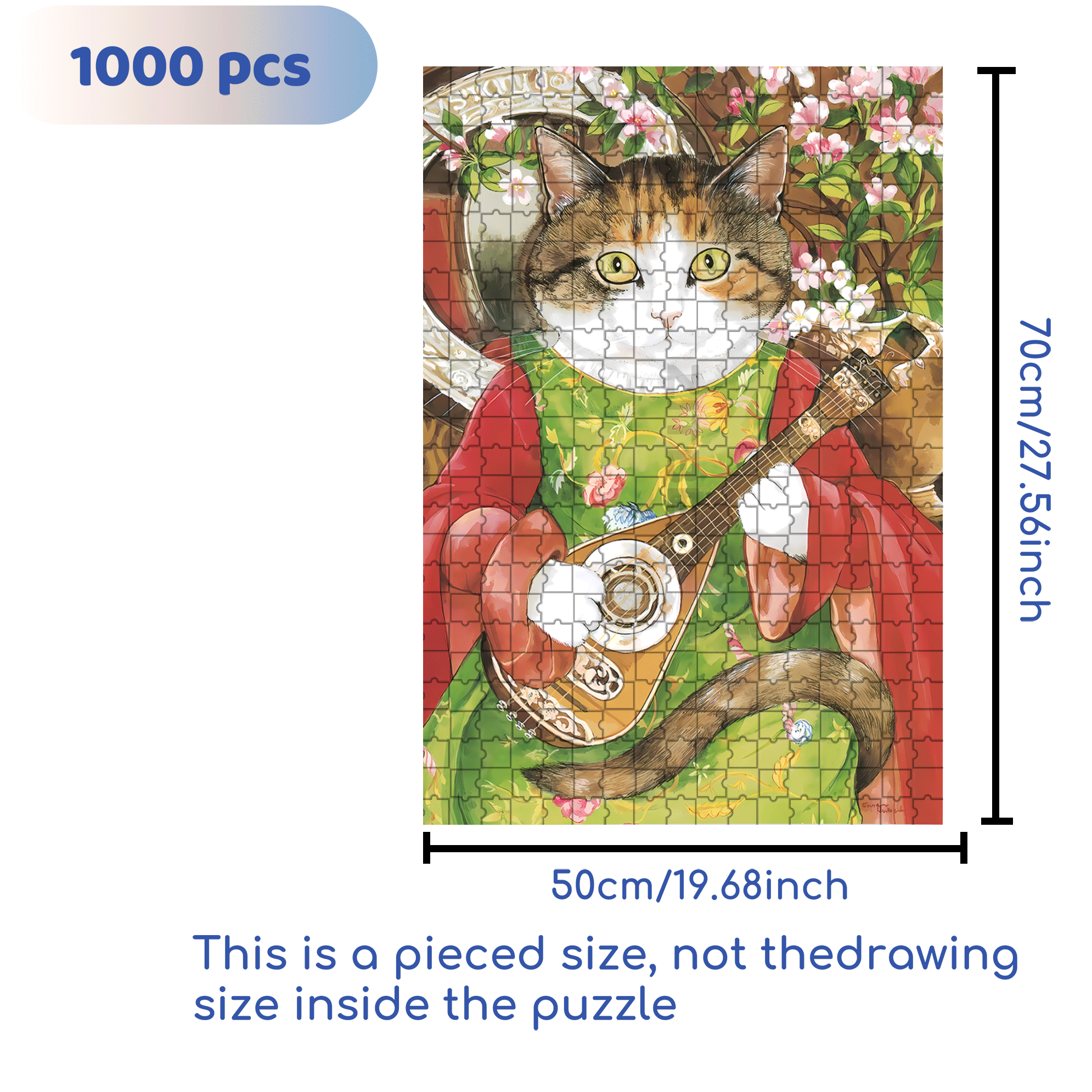 Fantastic Encounter between Cats and World Famous Paintings 2 500pcs/1000pcs Jigsaw Puzzle, Scratch-Resistant, Interactive Family Game & Brain-Boosting DIY Decor, Perfect for Halloween, Christmas & New Year Gifts, Family Puzzle Game
