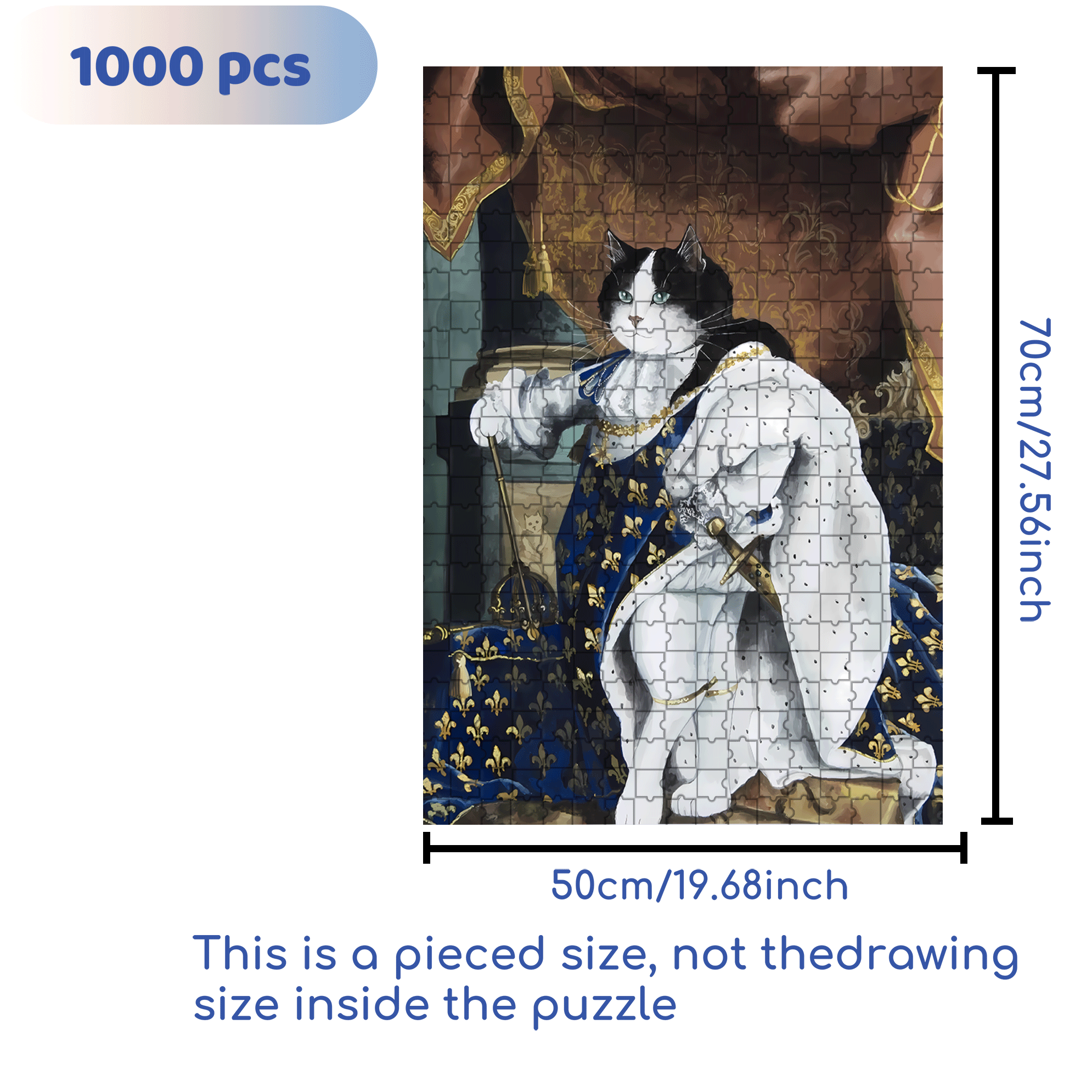 Fantastic Encounter between Cats and World Famous Paintings 3 500pcs/1000pcs Jigsaw Puzzle, Scratch-Resistant, Interactive Family Game & Brain-Boosting DIY Decor, Perfect for Halloween, Christmas & New Year Gifts, Family Puzzle Game