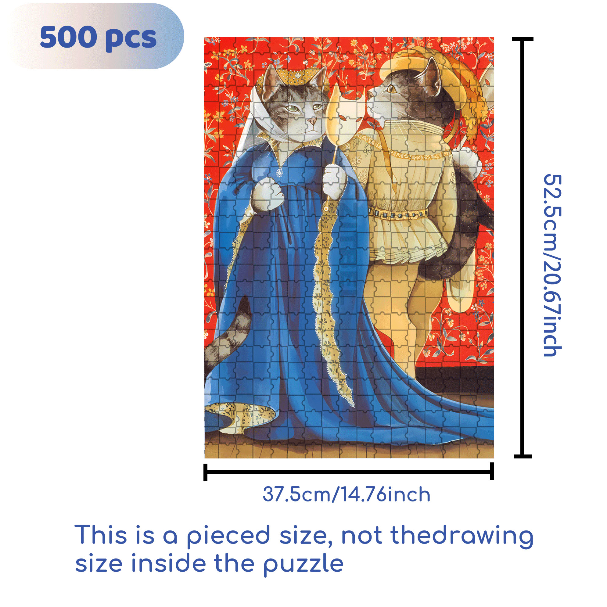 Fantastic Encounter between Cats and World Famous Paintings 4 500pcs/1000pcs Jigsaw Puzzle, Scratch-Resistant, Interactive Family Game & Brain-Boosting DIY Decor, Perfect for Halloween, Christmas & New Year Gifts, Family Puzzle Game