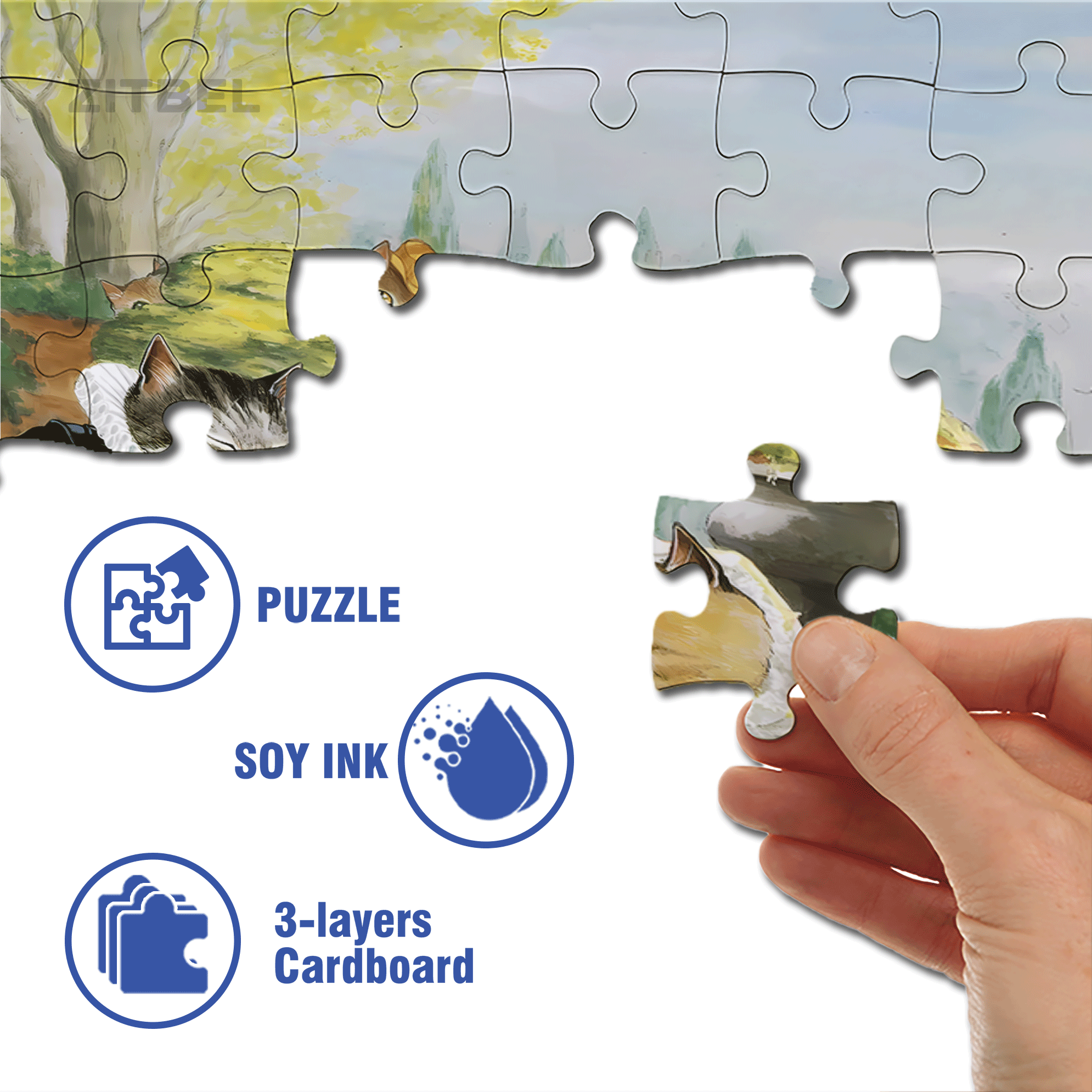 Fantastic Encounter between Cats and World Famous Paintings 5 500pcs/1000pcs Jigsaw Puzzle, Scratch-Resistant, Interactive Family Game & Brain-Boosting DIY Decor, Perfect for Halloween, Christmas & New Year Gifts, Family Puzzle Game