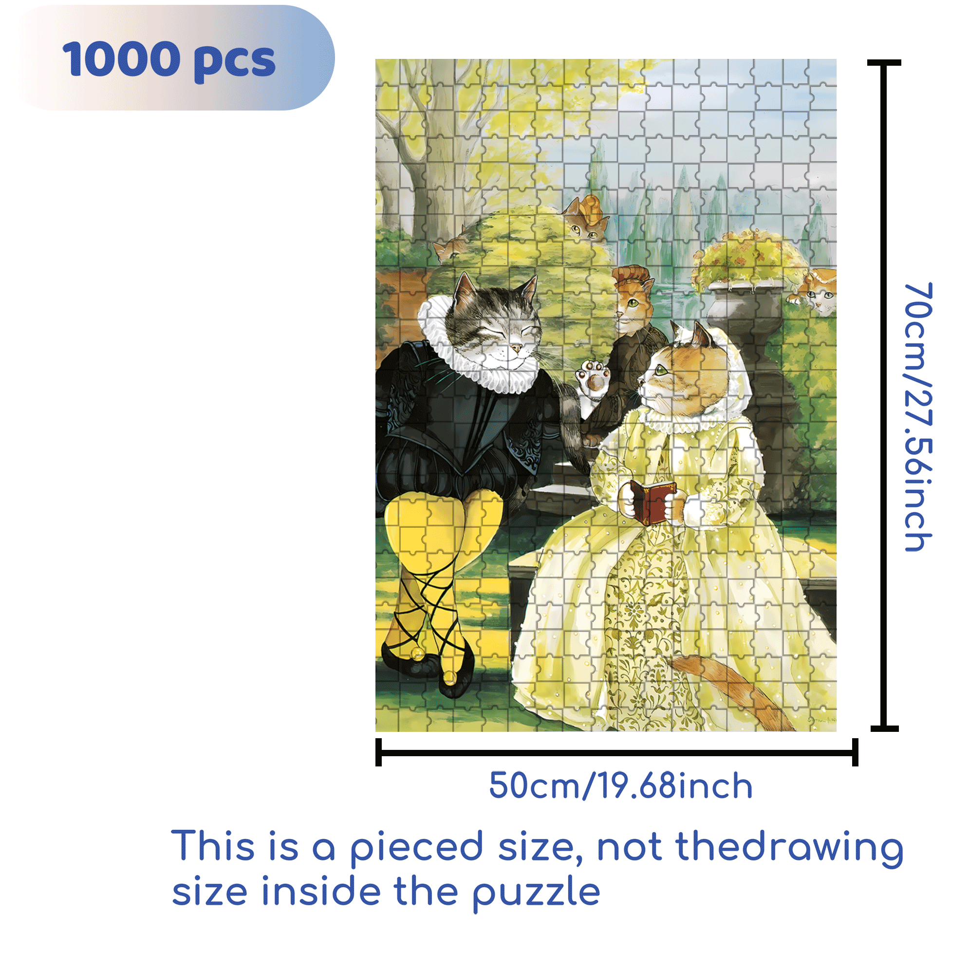 Fantastic Encounter between Cats and World Famous Paintings 5 500pcs/1000pcs Jigsaw Puzzle, Scratch-Resistant, Interactive Family Game & Brain-Boosting DIY Decor, Perfect for Halloween, Christmas & New Year Gifts, Family Puzzle Game