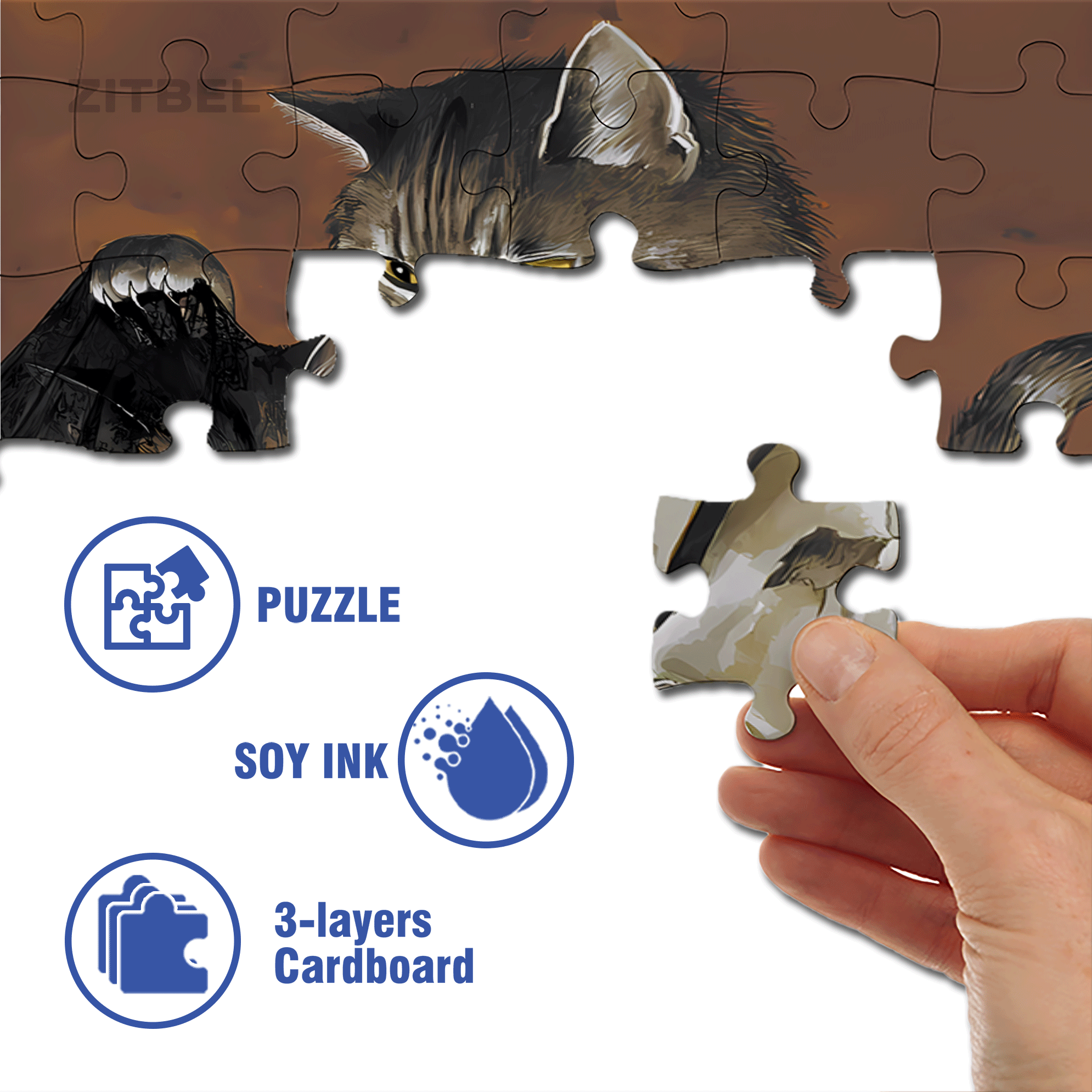 Fantastic Encounter between Cats and World Famous Paintings 6 500pcs/1000pcs Jigsaw Puzzle, Scratch-Resistant, Interactive Family Game & Brain-Boosting DIY Decor, Perfect for Halloween, Christmas & New Year Gifts, Family Puzzle Game