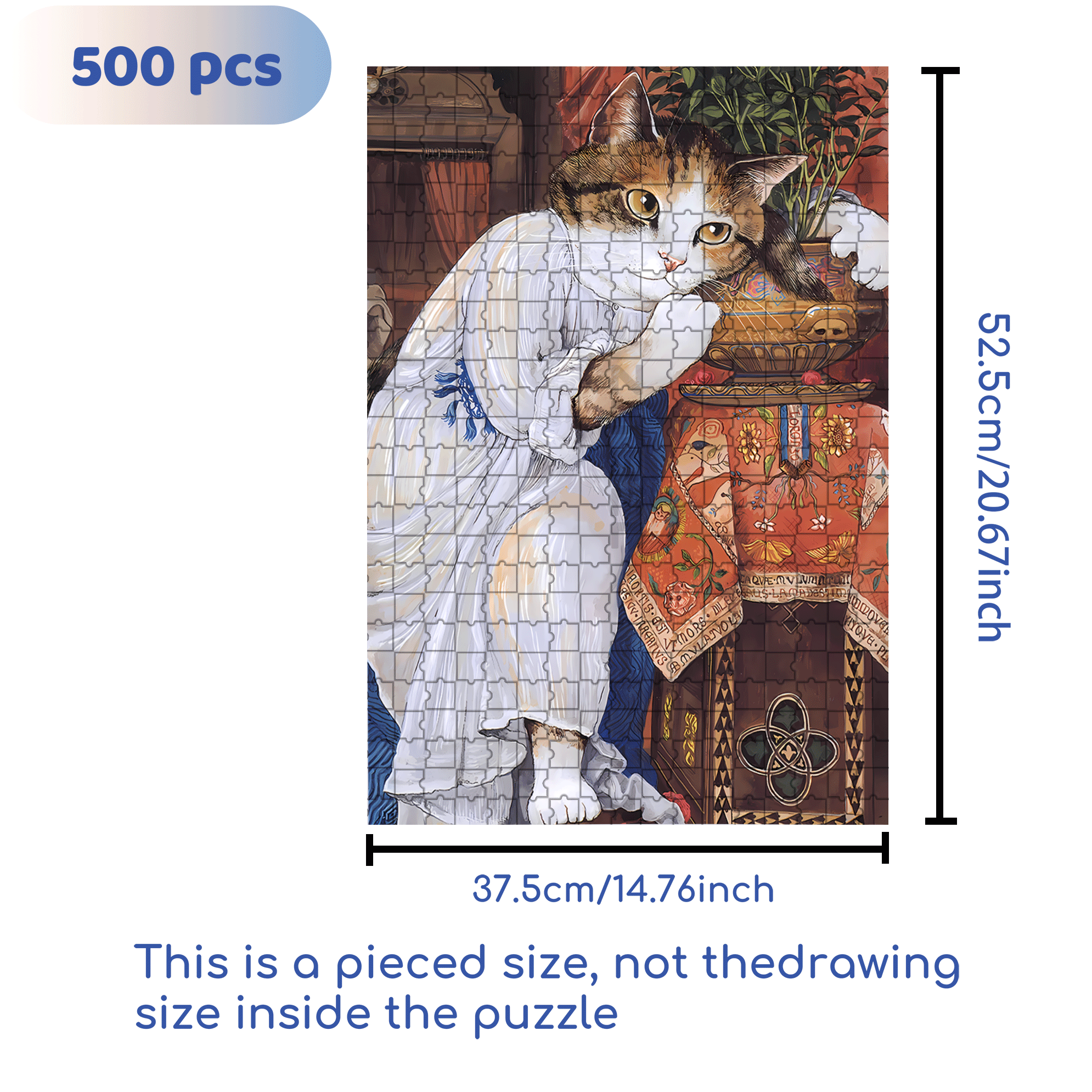 Fantastic Encounter between Cats and World Famous Paintings 7 500pcs/1000pcs Jigsaw Puzzle, Scratch-Resistant, Interactive Family Game & Brain-Boosting DIY Decor, Perfect for Halloween, Christmas & New Year Gifts, Family Puzzle Game
