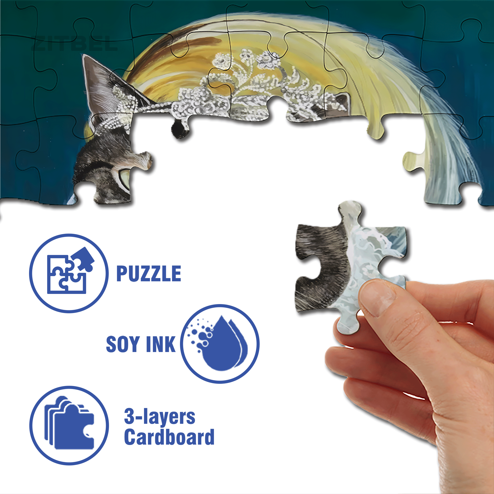 Fantastic Encounter between Cats and World Famous Paintings 500pcs/1000pcs Jigsaw Puzzle, Scratch-Resistant, Interactive Family Game & Brain-Boosting DIY Decor, Perfect for Halloween, Christmas & New Year Gifts, Family Puzzle Game