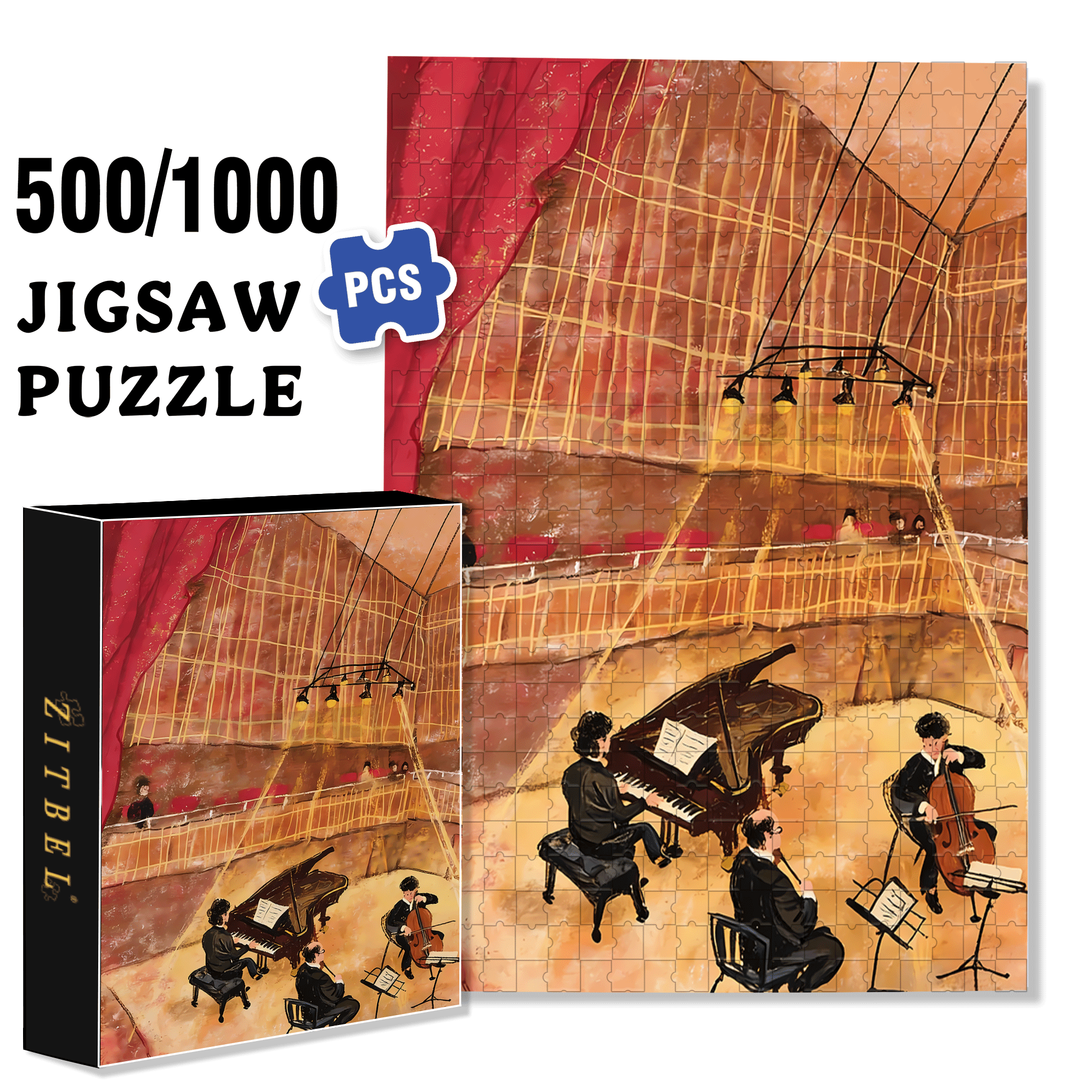 Brahms Piano Trio 500pcs/1000pcs Jigsaw Puzzle, Scratch-Resistant, Interactive Family Game & Brain-Boosting DIY Decor, Perfect for Halloween, Christmas & New Year Gifts, Family Puzzle Game