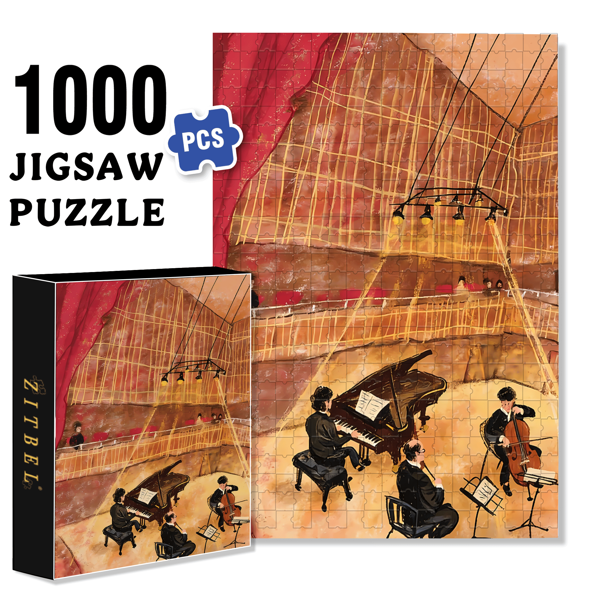 Brahms Piano Trio 500pcs/1000pcs Jigsaw Puzzle, Scratch-Resistant, Interactive Family Game & Brain-Boosting DIY Decor, Perfect for Halloween, Christmas & New Year Gifts, Family Puzzle Game