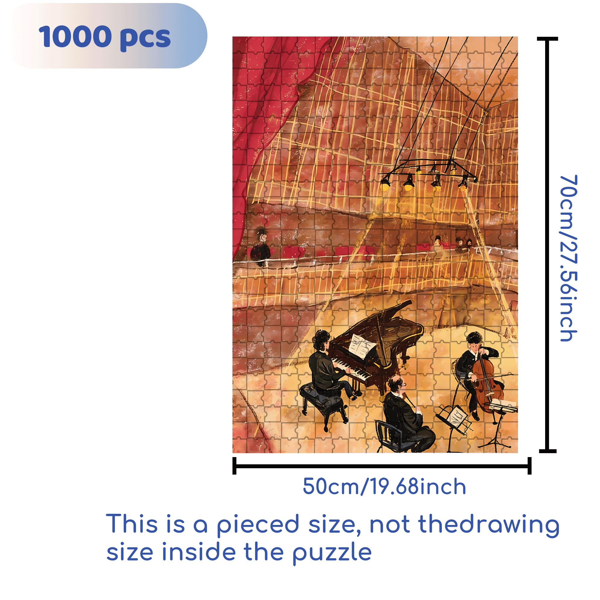Brahms Piano Trio 500pcs/1000pcs Jigsaw Puzzle, Scratch-Resistant, Interactive Family Game & Brain-Boosting DIY Decor, Perfect for Halloween, Christmas & New Year Gifts, Family Puzzle Game