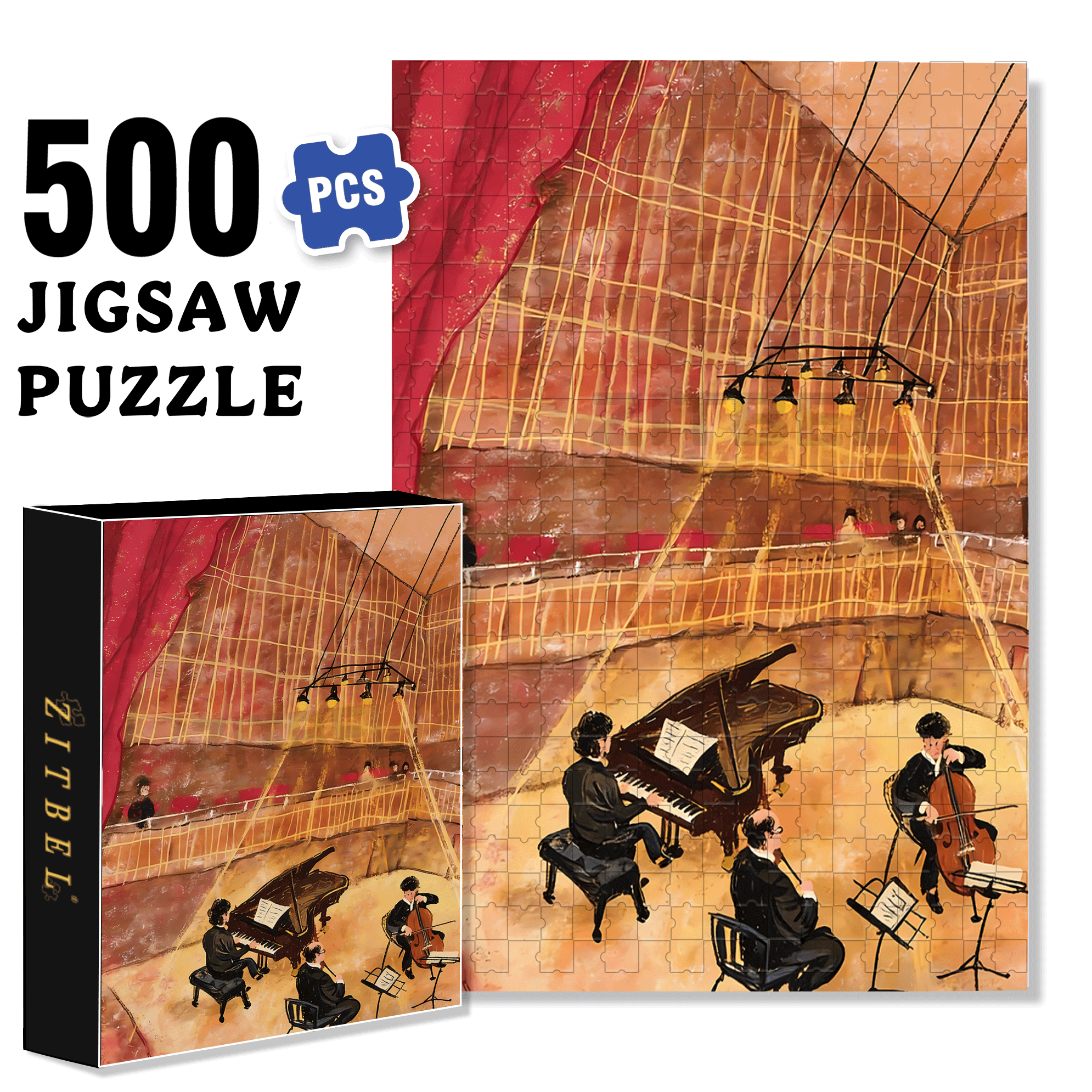 Brahms Piano Trio 500pcs/1000pcs Jigsaw Puzzle, Scratch-Resistant, Interactive Family Game & Brain-Boosting DIY Decor, Perfect for Halloween, Christmas & New Year Gifts, Family Puzzle Game