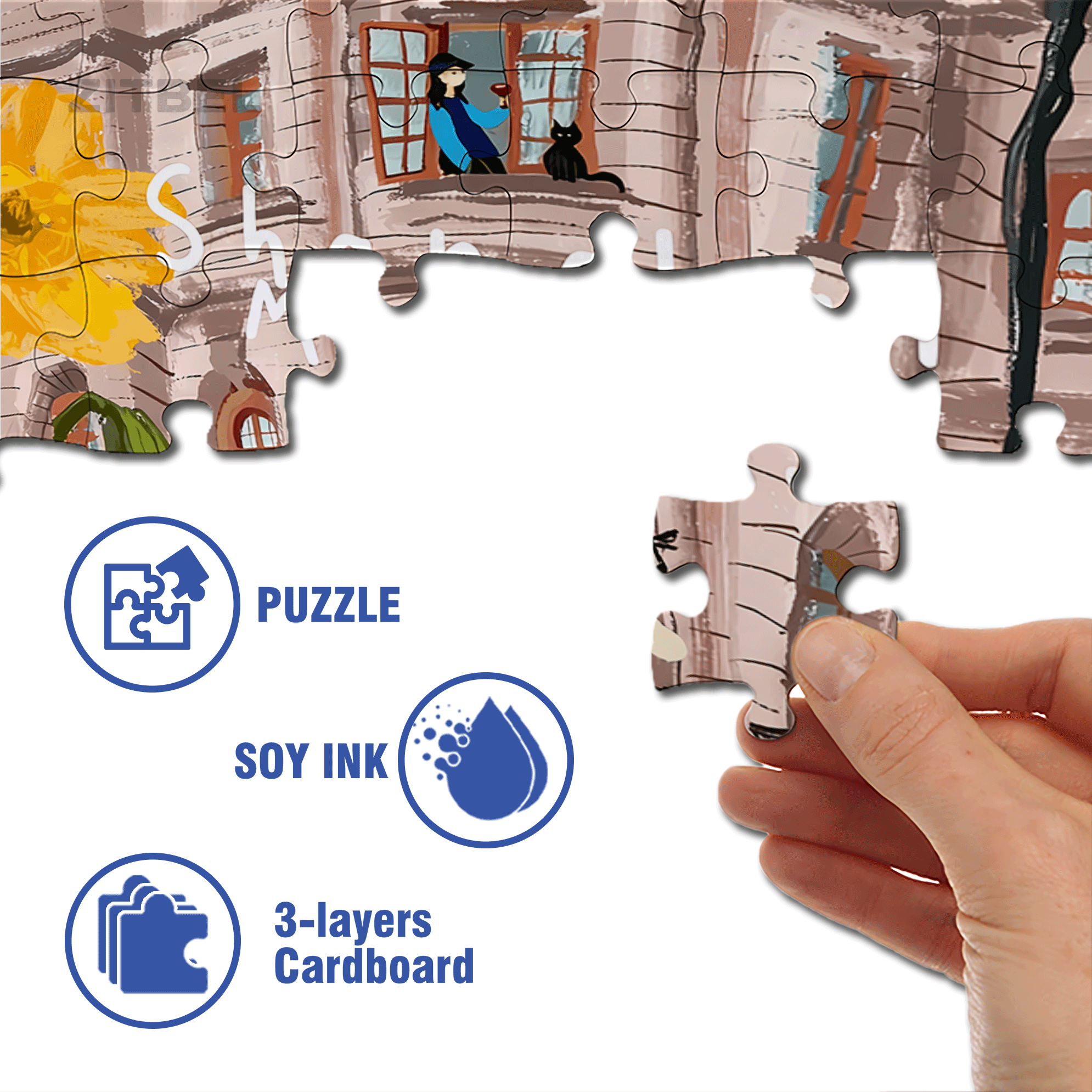 Building Musician 500pcs/1000pcs Jigsaw Puzzle, Scratch-Resistant, Interactive Family Game & Brain-Boosting DIY Decor, Perfect for Halloween, Christmas & New Year Gifts, Family Puzzle Game