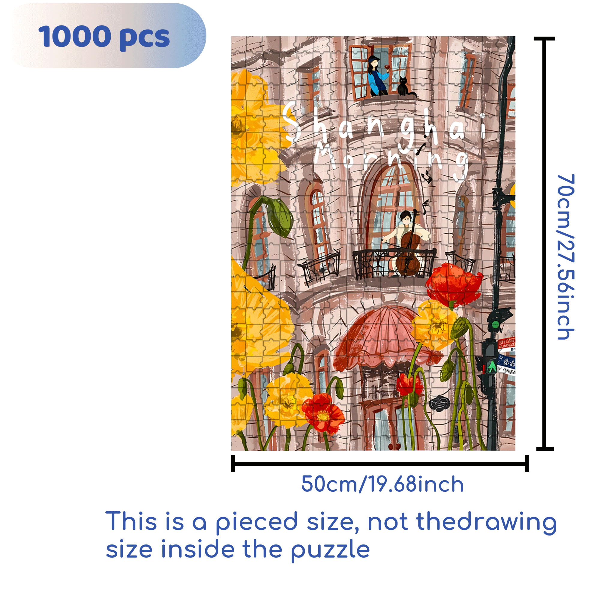 Building Musician 500pcs/1000pcs Jigsaw Puzzle, Scratch-Resistant, Interactive Family Game & Brain-Boosting DIY Decor, Perfect for Halloween, Christmas & New Year Gifts, Family Puzzle Game