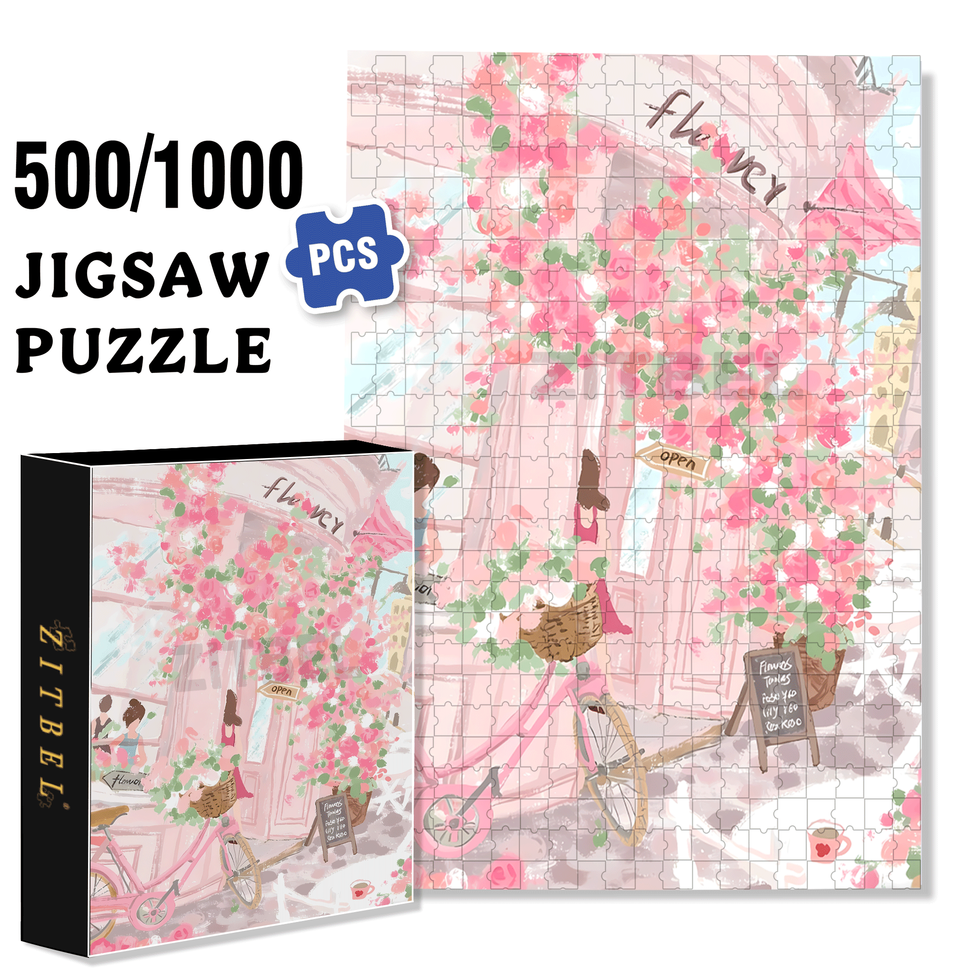 Buy A Bouquet Of Flowers 500pcs/1000pcs Jigsaw Puzzle, Scratch-Resistant, Interactive Family Game & Brain-Boosting DIY Decor, Perfect for Halloween, Christmas & New Year Gifts, Family Puzzle Game