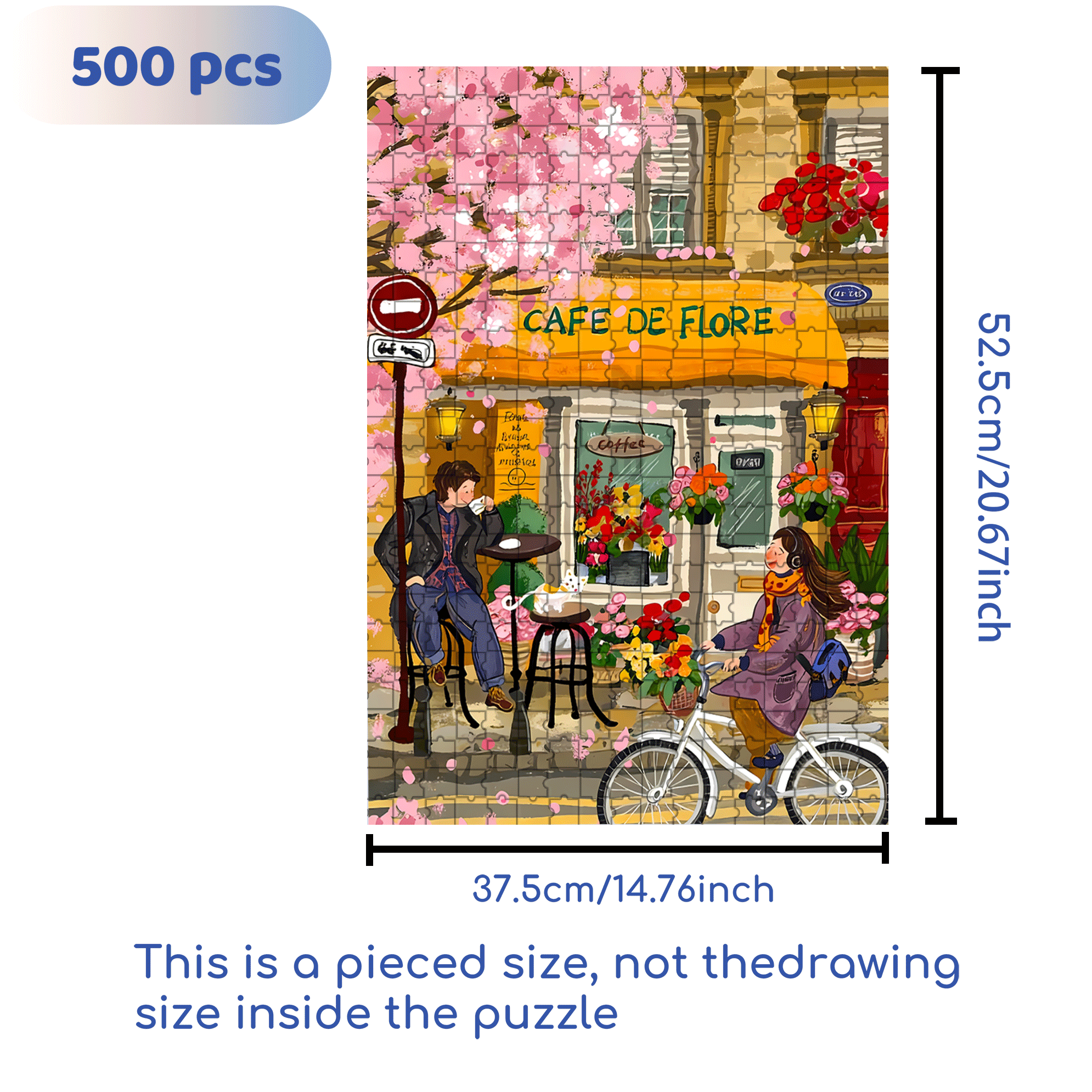 Cafe DE Flore 500pcs/1000pcs Jigsaw Puzzle, Scratch-Resistant, Interactive Family Game & Brain-Boosting DIY Decor, Perfect for Halloween, Christmas & New Year Gifts, Family Puzzle Game