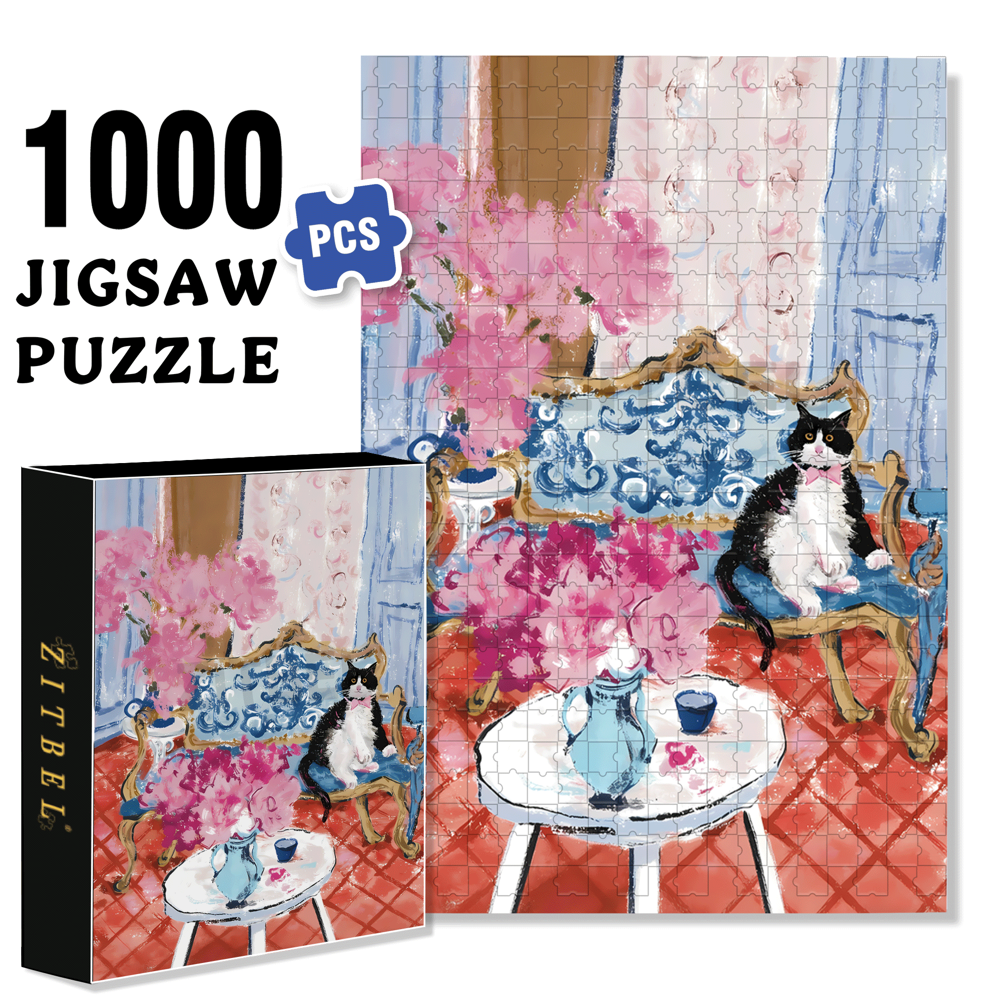 Cat That Loves To Lie On The Sofa 2 500pcs/1000pcs Jigsaw Puzzle, Scratch-Resistant, Interactive Family Game & Brain-Boosting DIY Decor, Perfect for Halloween, Christmas & New Year Gifts, Family Puzzle Game