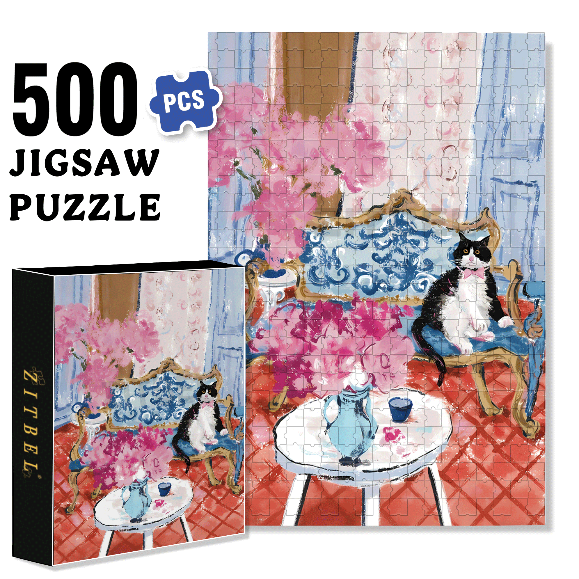 Cat That Loves To Lie On The Sofa 2 500pcs/1000pcs Jigsaw Puzzle, Scratch-Resistant, Interactive Family Game & Brain-Boosting DIY Decor, Perfect for Halloween, Christmas & New Year Gifts, Family Puzzle Game