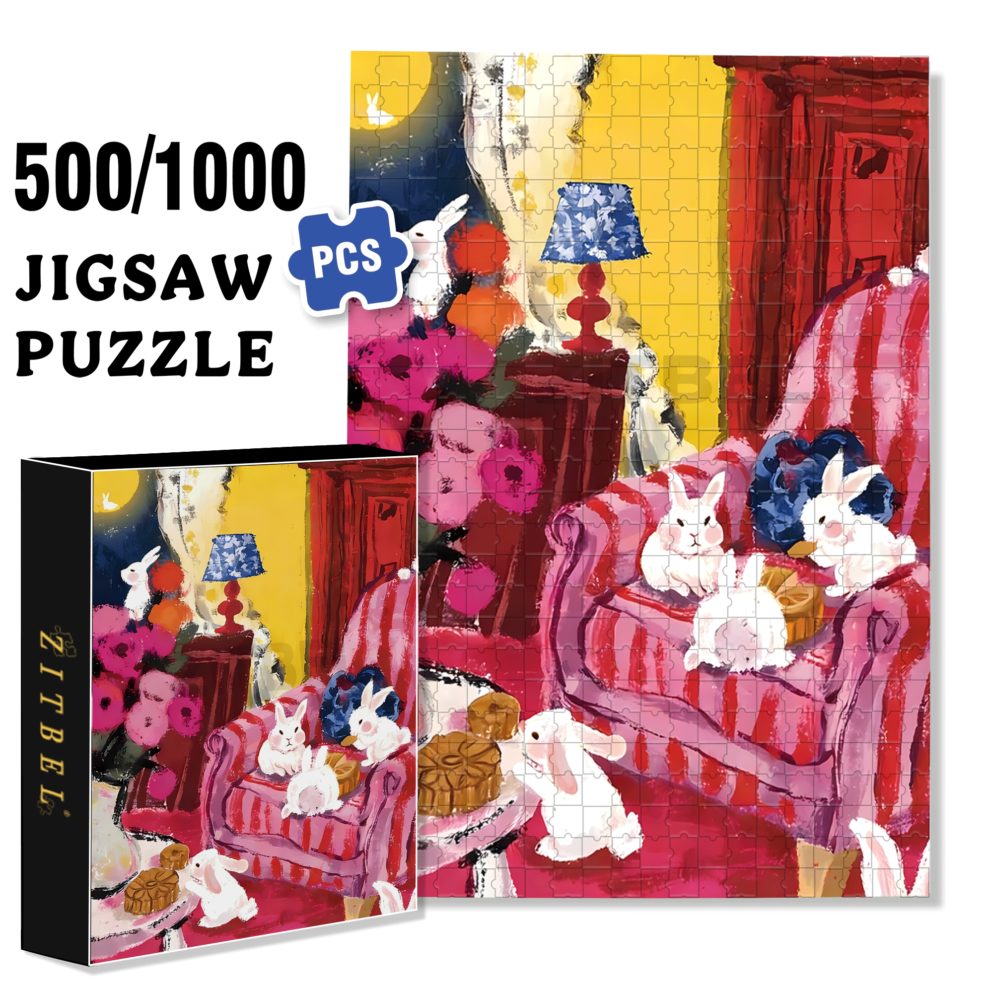Cat That Loves To Lie On The Sofa 3 500pcs/1000pcs Jigsaw Puzzle, Scratch-Resistant, Interactive Family Game & Brain-Boosting DIY Decor, Perfect for Halloween, Christmas & New Year Gifts, Family Puzzle Game